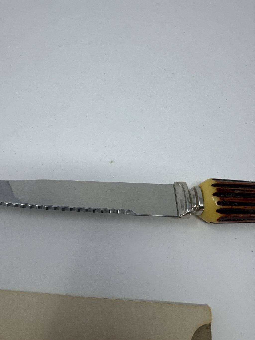 Lifetime Cutlery Steak Knife 8.5" Serrated Stainless Faux Stag Horn Worn Handle