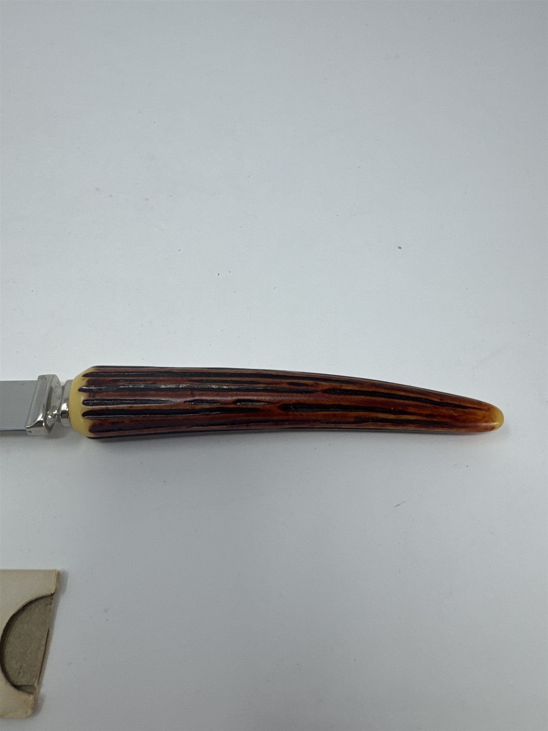 Lifetime Cutlery Steak Knife 8.5" Serrated Stainless Faux Stag Horn Worn Handle