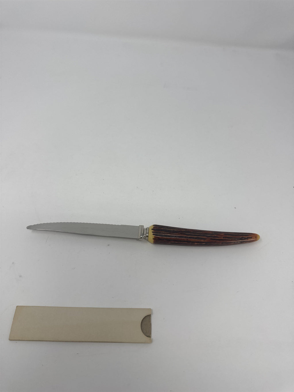 Lifetime Cutlery Steak Knife 8.5" Serrated Stainless Faux Stag Horn Worn Handle