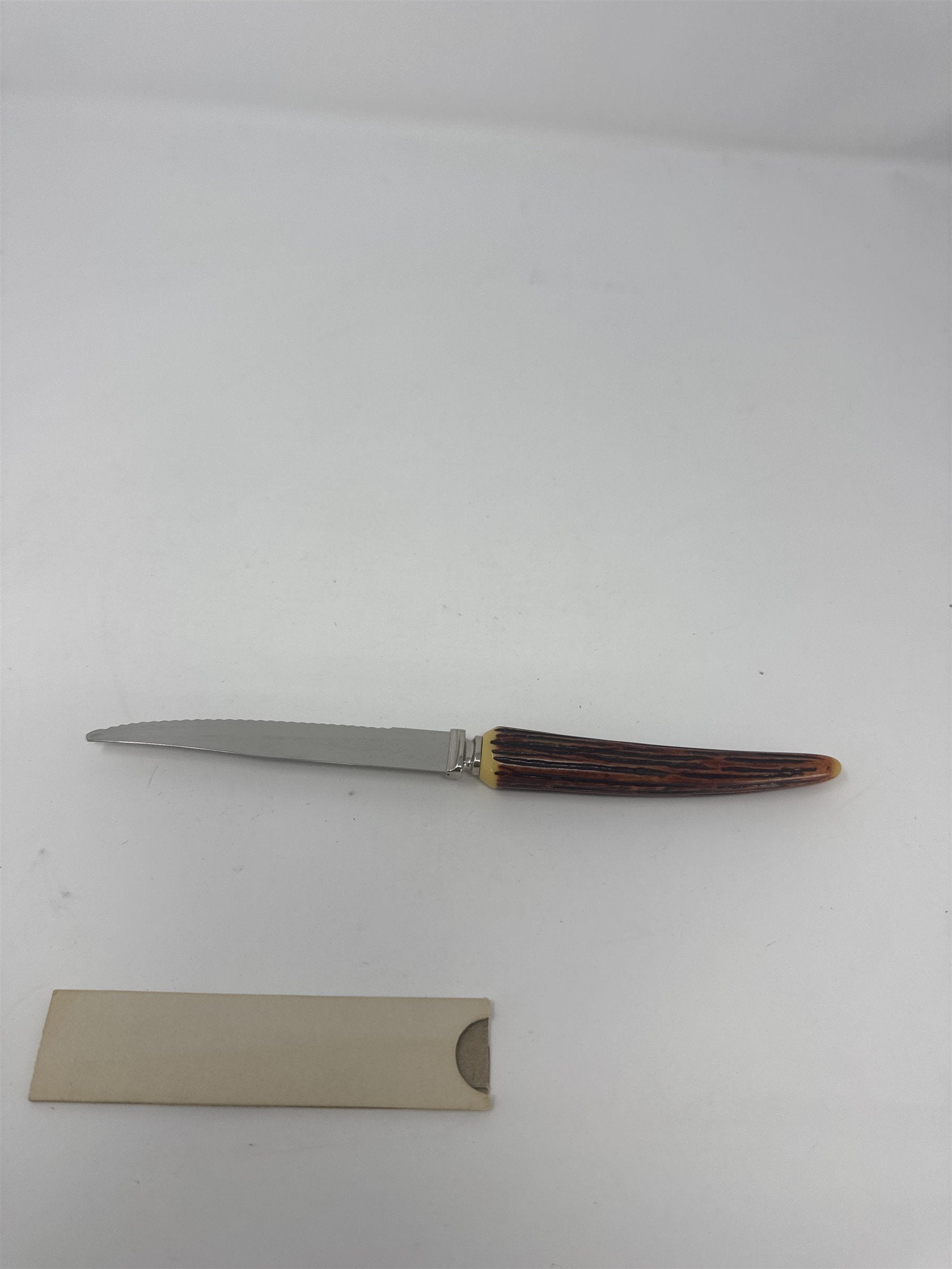Lifetime Cutlery Steak Knife 8.5" Serrated Stainless Faux Stag Horn Worn Handle