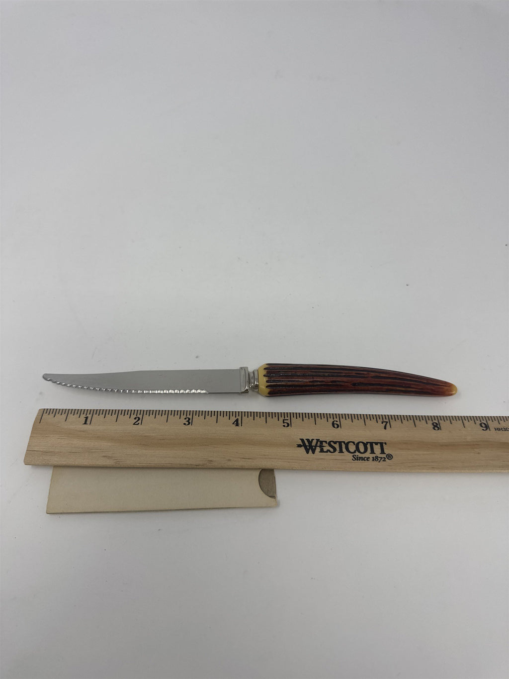 Lifetime Cutlery Steak Knife 8.5" Serrated Stainless Faux Stag Horn Worn Handle