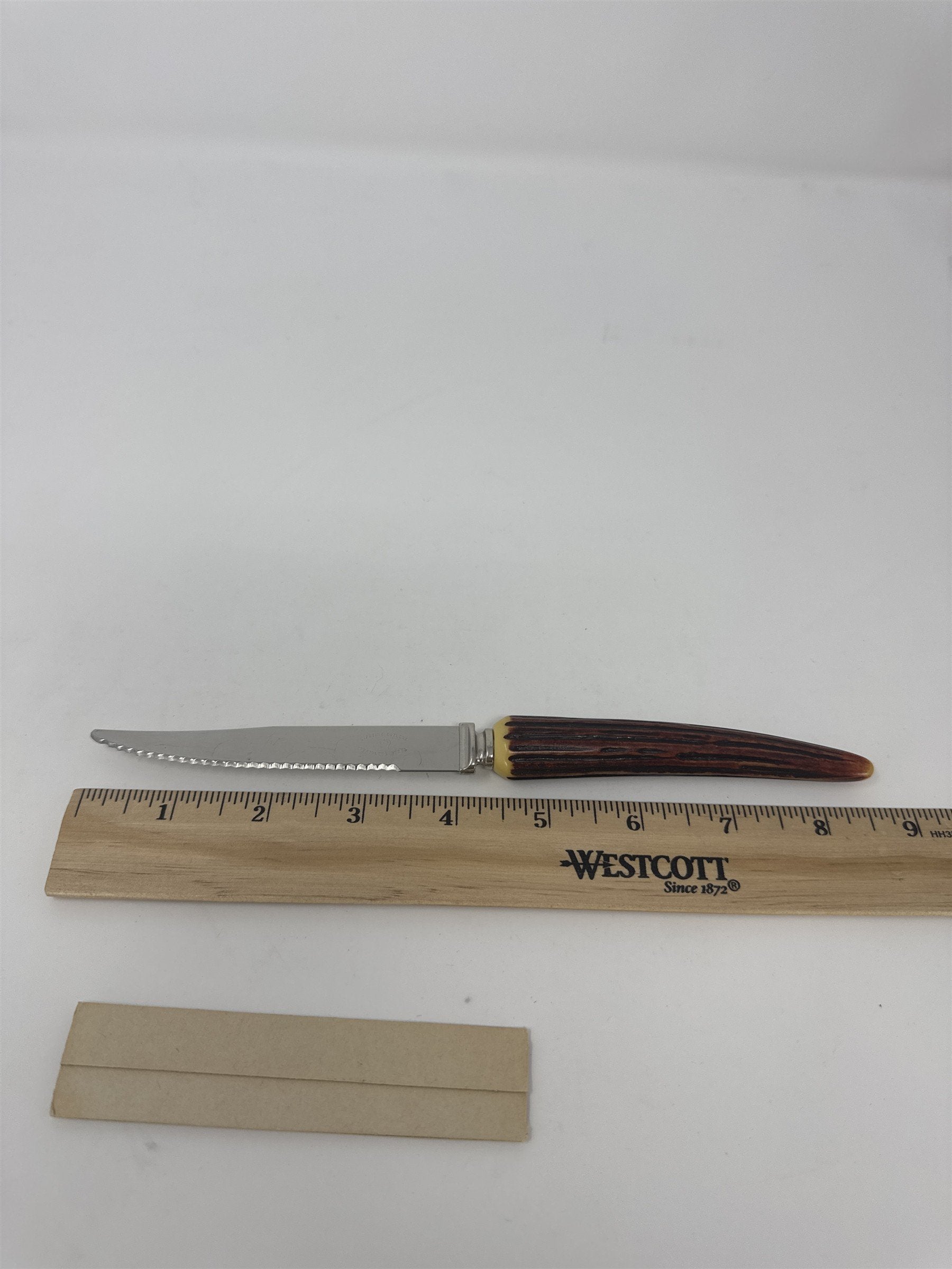 Lifetime Cutlery Steak Knife 8.5" Serrated Stainless Faux Stag Horn End Handle