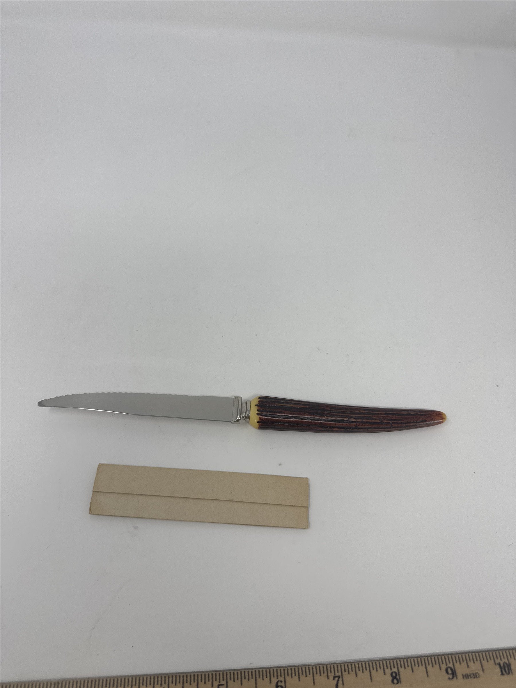Lifetime Cutlery Steak Knife 8.5" Serrated Stainless Faux Stag Horn End Handle