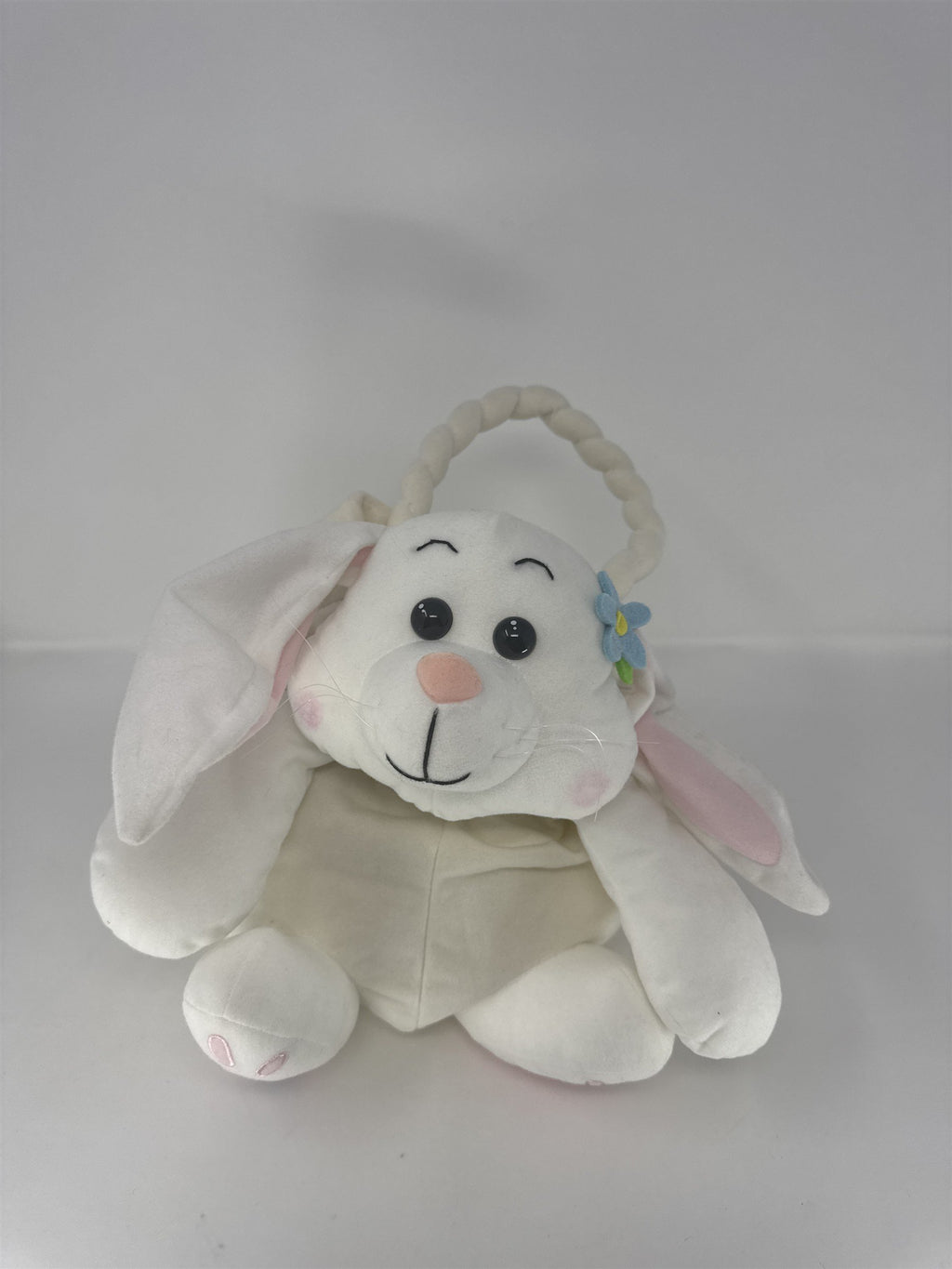 Hershey Kiss Easter Bunny Basket Plush White Rabbit Candy Pouch Tote Blue Flower