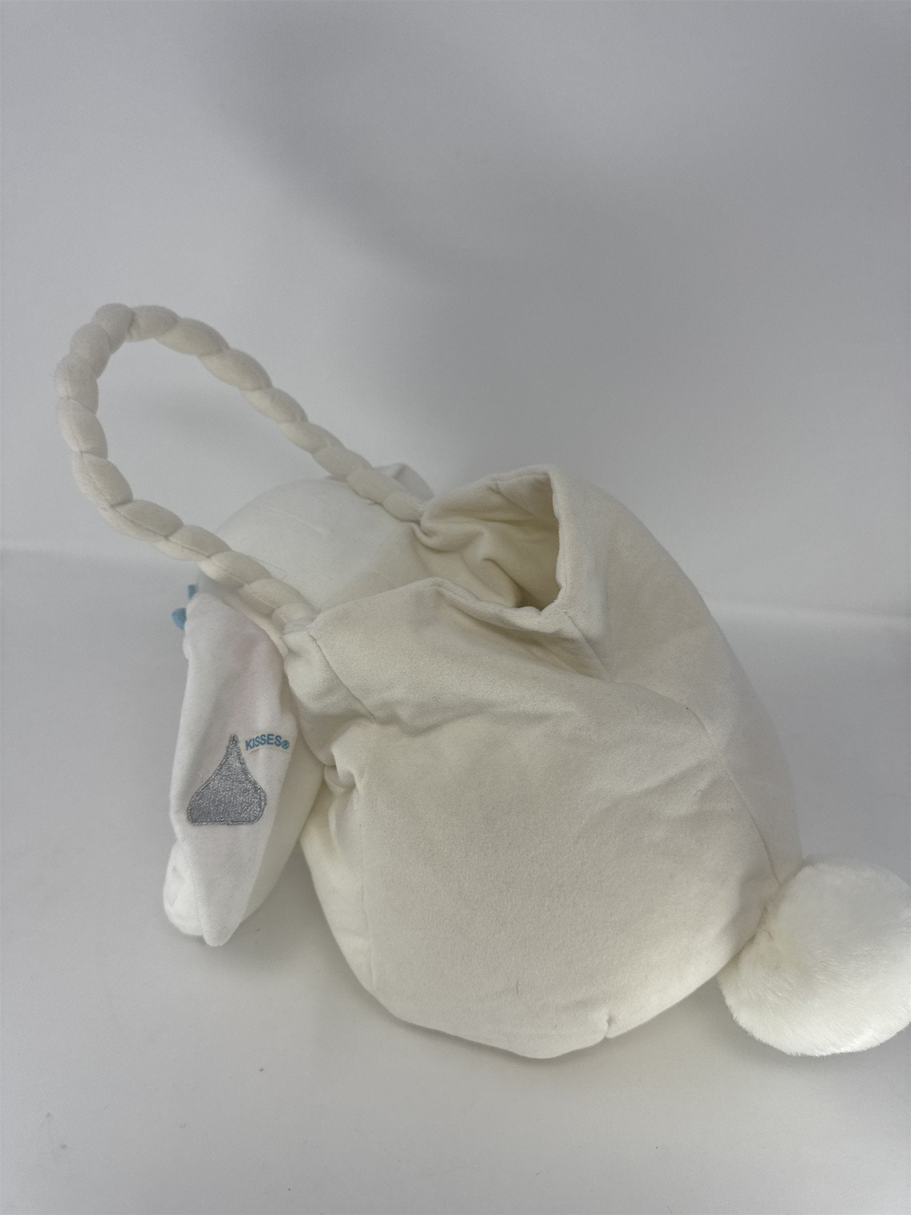 Hershey Kiss Easter Bunny Basket Plush White Rabbit Candy Pouch Tote Blue Flower