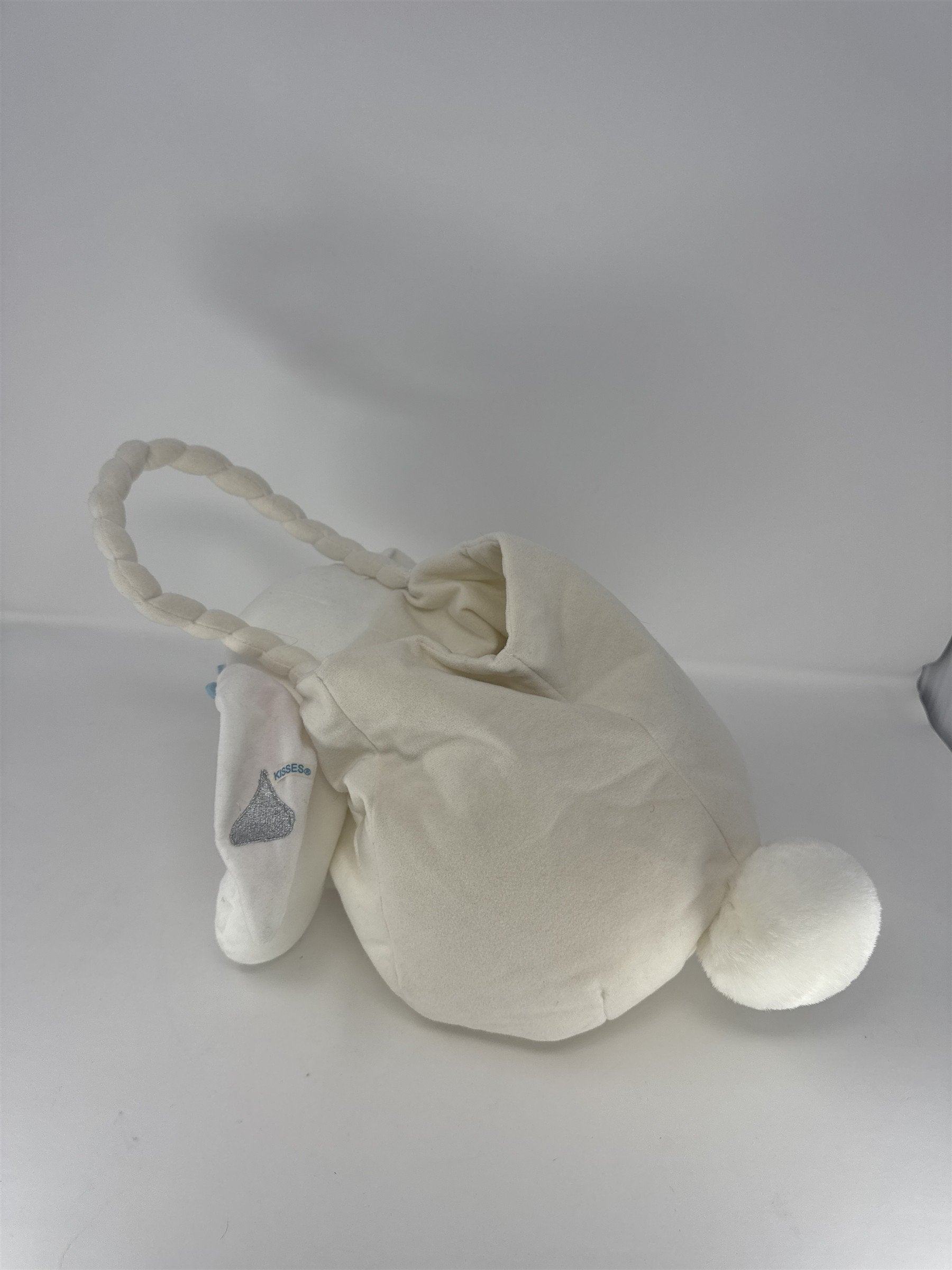 Hershey Kiss Easter Bunny Basket Plush White Rabbit Candy Pouch Tote Blue Flower