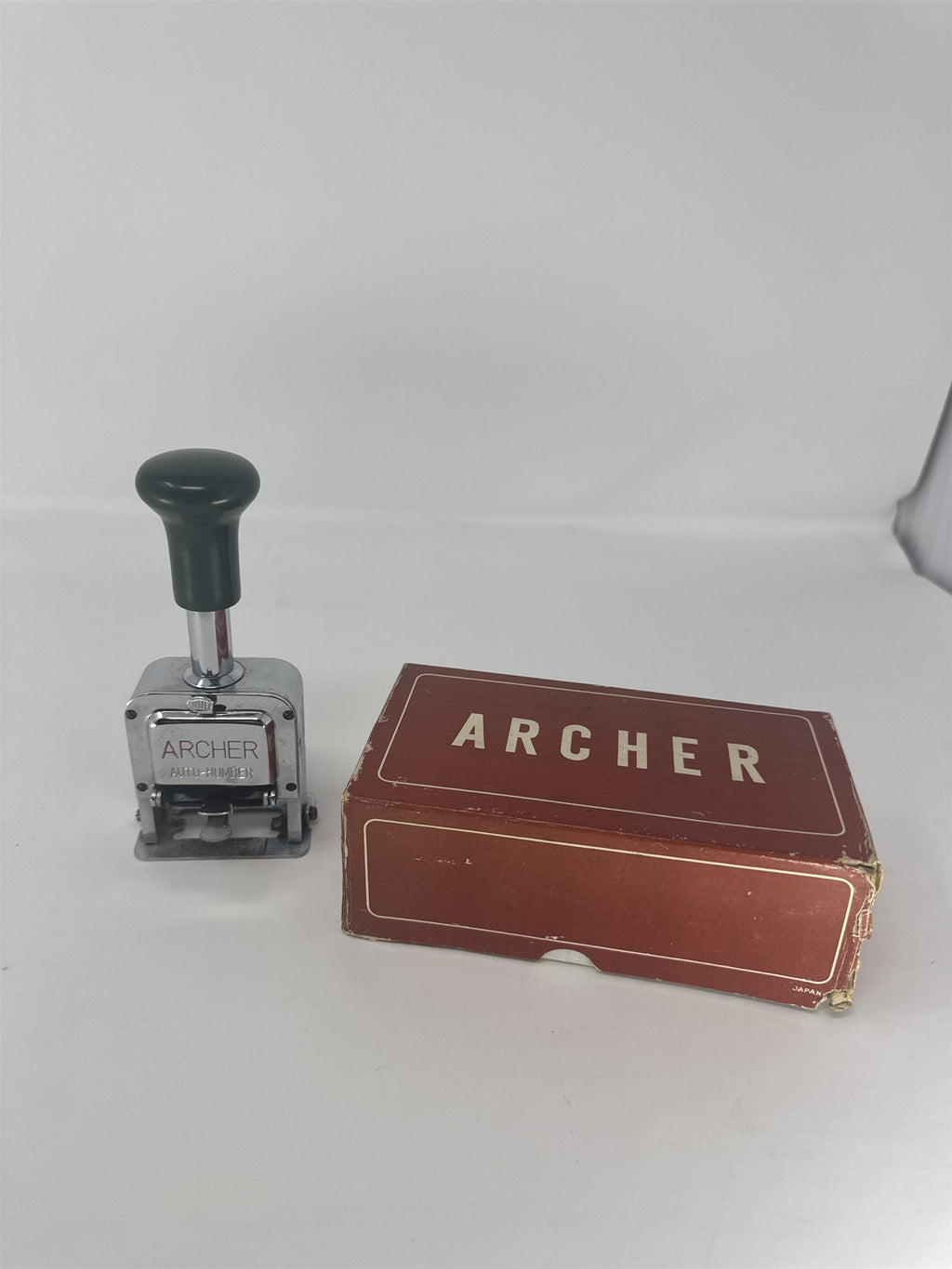 Vtg Archer Automatic Numbering Stamp Machine Metal Chrome Office Deco Untested