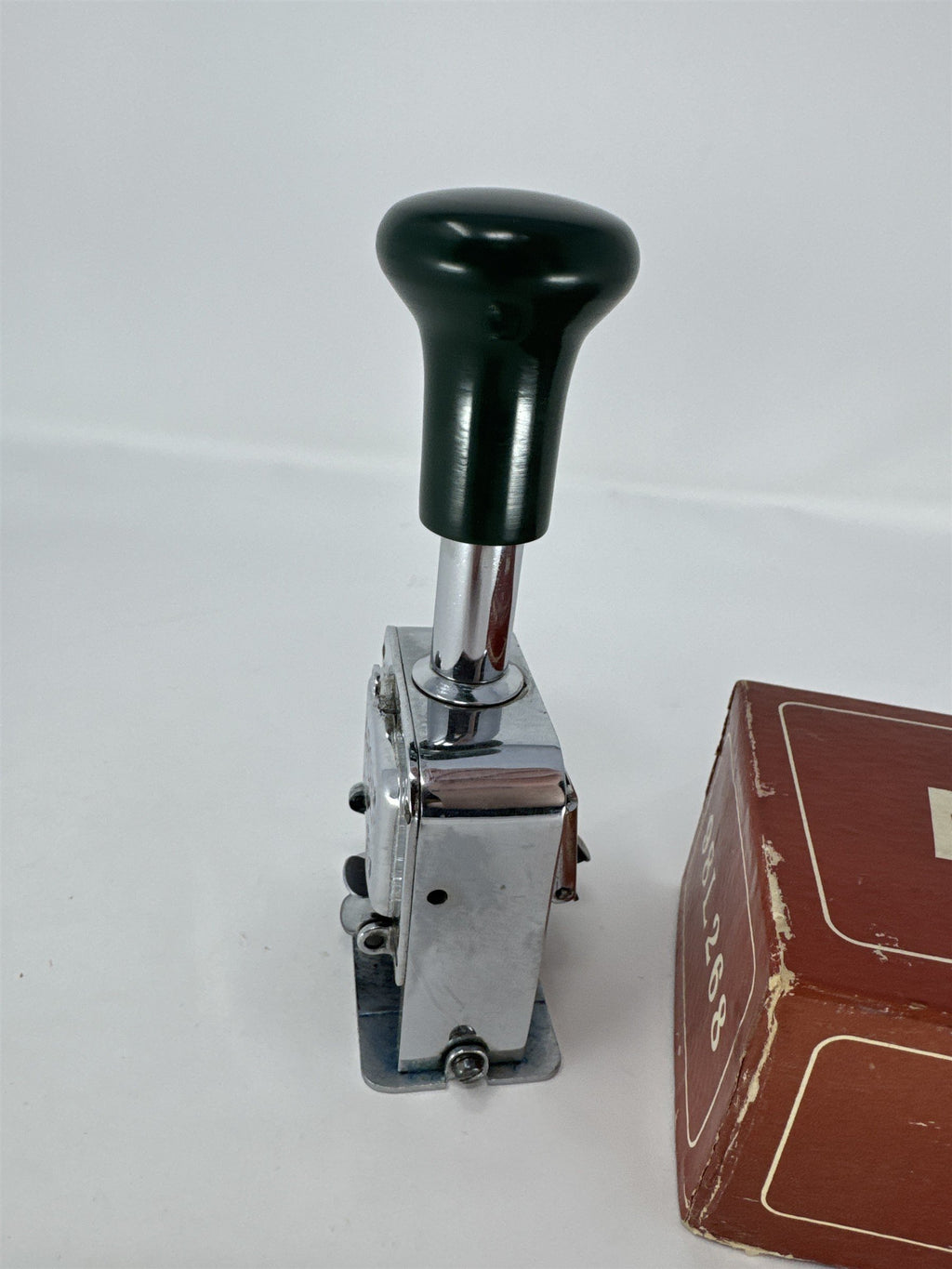 Vtg Archer Automatic Numbering Stamp Machine Metal Chrome Office Deco Untested
