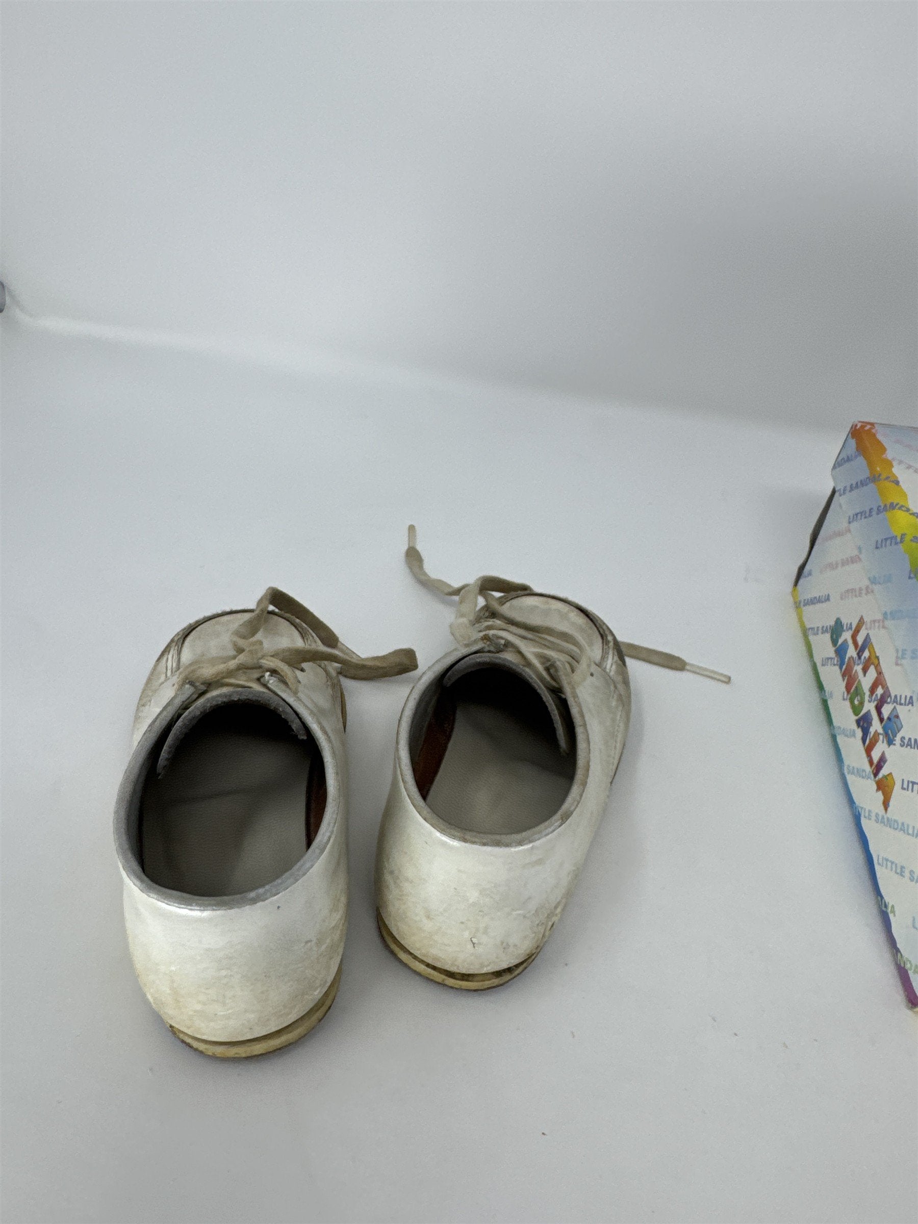 Vtg Little Sandalia White Leather Toddler Shoes Tattered Distressed Photo Prop 6