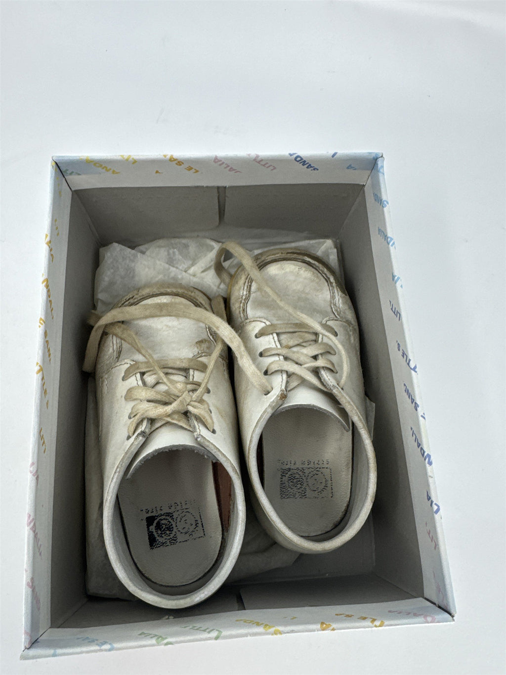Vtg Little Sandalia White Leather Toddler Shoes Tattered Distressed Photo Prop 6