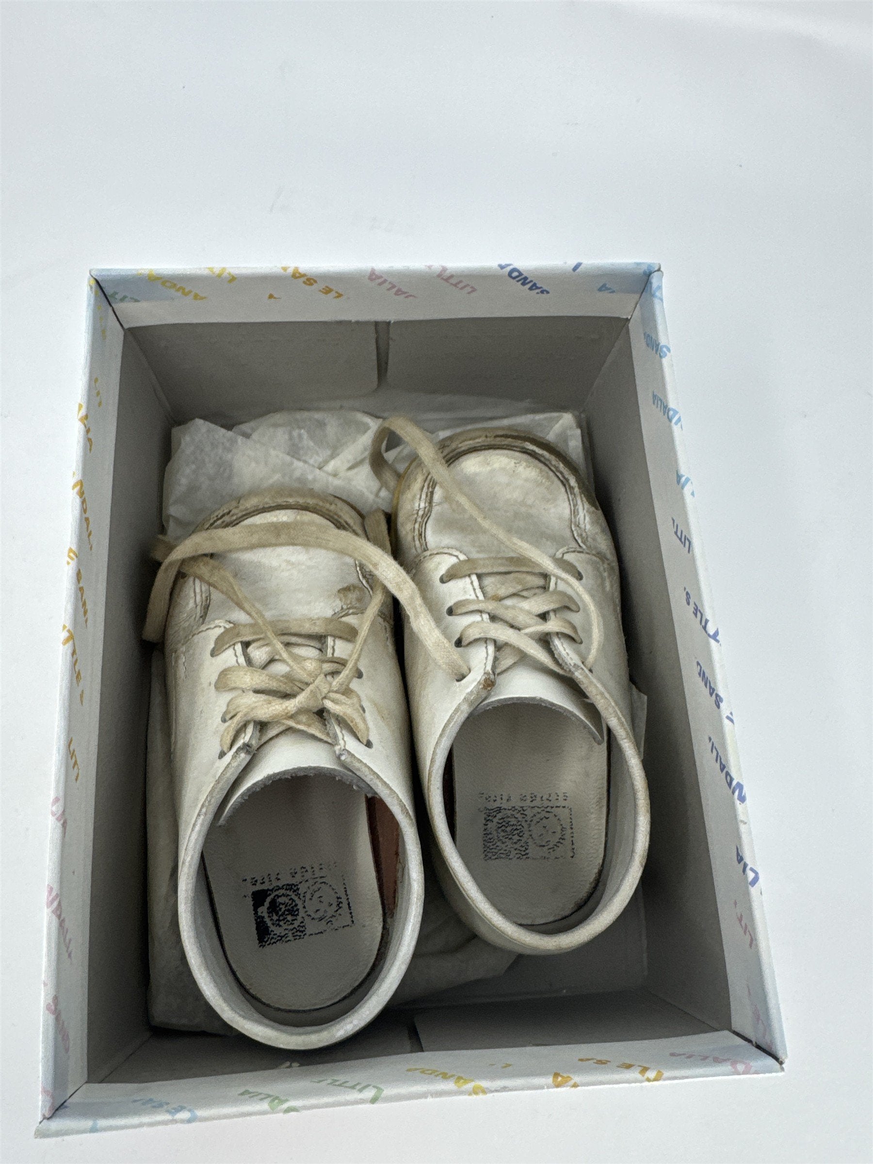 Vtg Little Sandalia White Leather Toddler Shoes Tattered Distressed Photo Prop 6