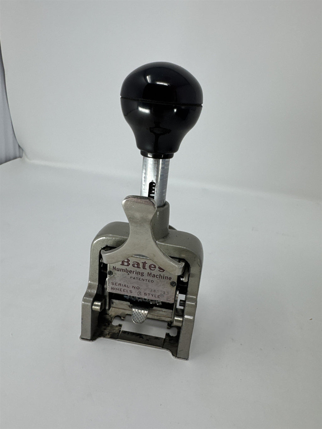 Vintage Bates Numbering Machine 6 Wheel Lever Movement Metal Stamp Orange NJ