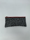 Vintage Pencil Case Pouch Black White Leaf Pattern Red Zipper Stationery Makeup