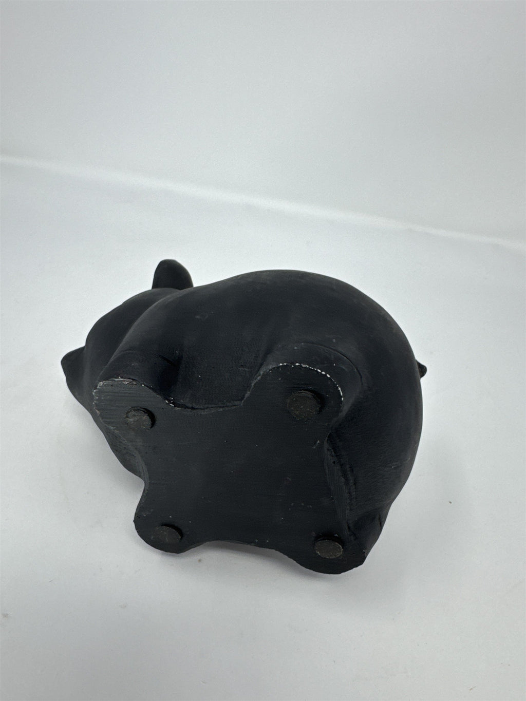 Black Ceramic Pig Planter Matte Finish Succulent Flower Pot 7" Heavy Decor