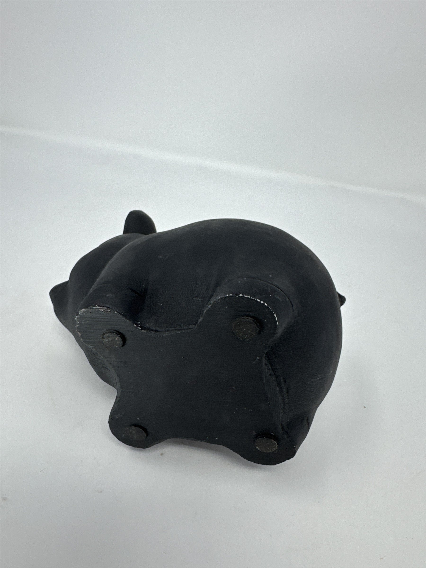 Black Ceramic Pig Planter Matte Finish Succulent Flower Pot 7" Heavy Decor