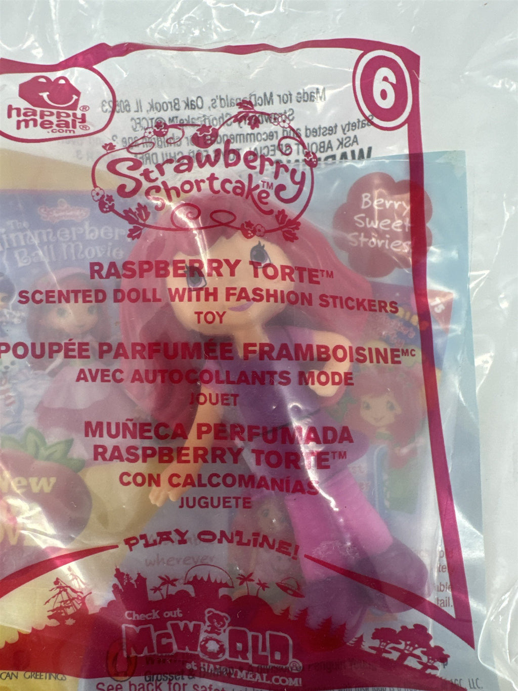 2010 McDonald's Strawberry Shortcake Raspberry Torte Scented Doll Toy New Sealed