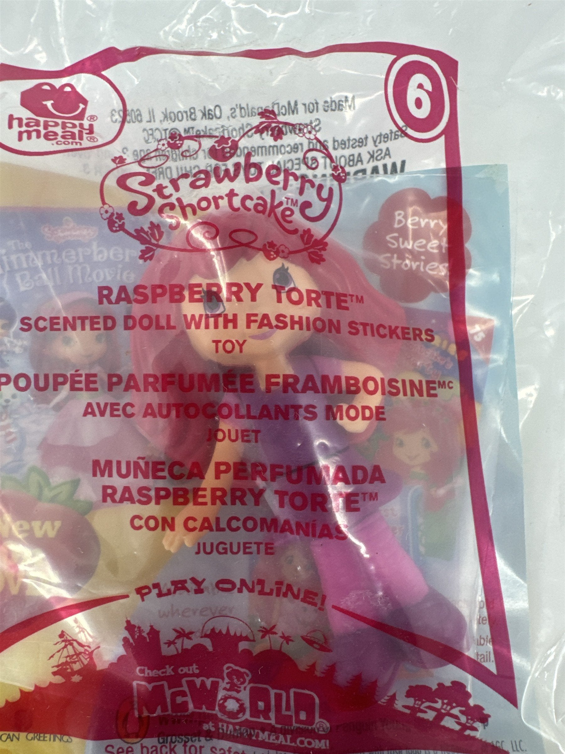 2010 McDonald's Strawberry Shortcake Raspberry Torte Scented Doll Toy New Sealed