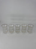 Vintage MCM Frosted Gold Trim Juice Glasses Set of 5 Flared Gilded Tumblers