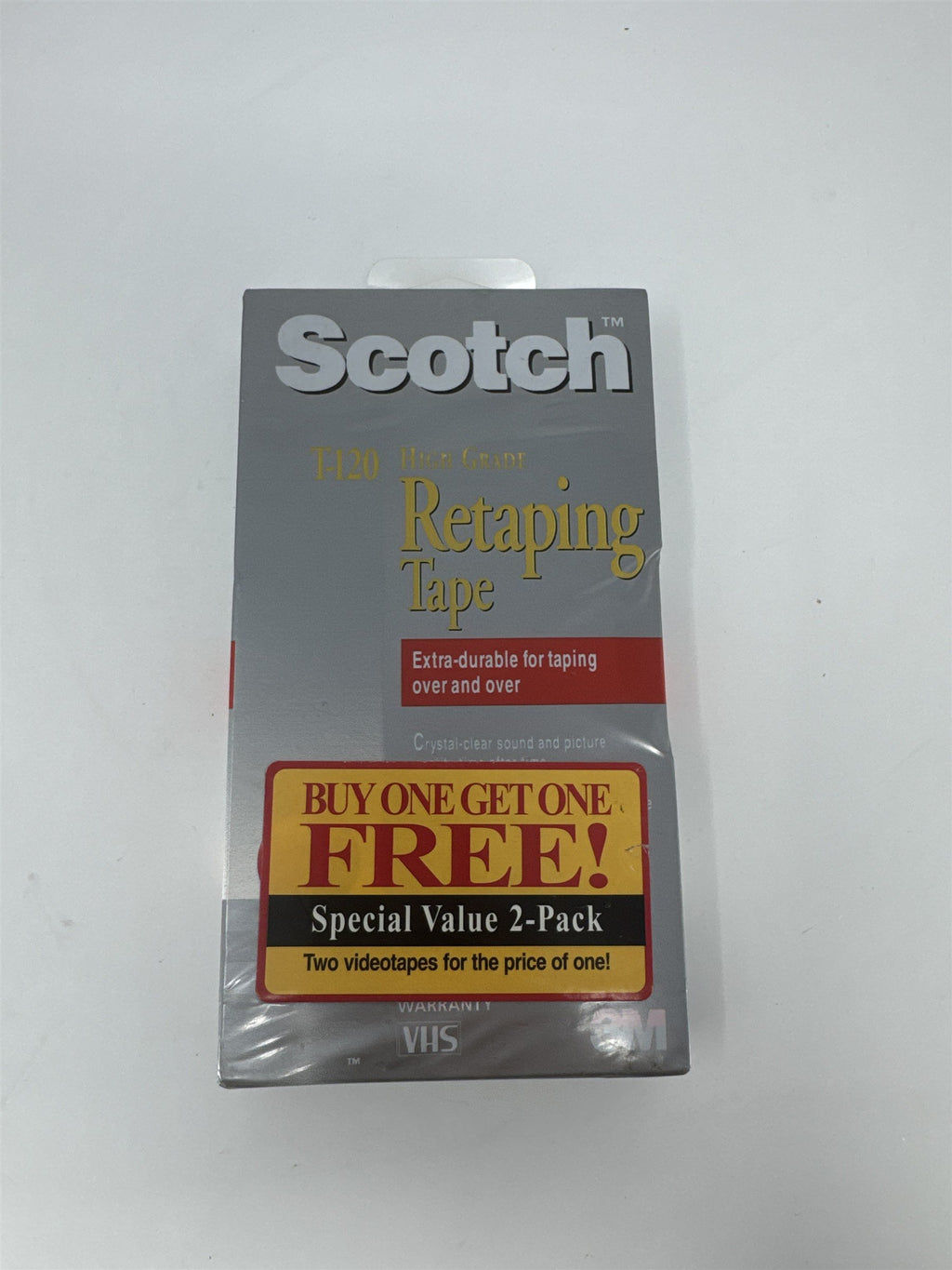 Scotch T-120 High Grade Retaping VHS Tape 1-Pack New Sealed Blank Media 3M