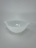 Vtg Westmoreland Milk Glass Pedestal Bowl Floral Pattern Scalloped Candy Dish