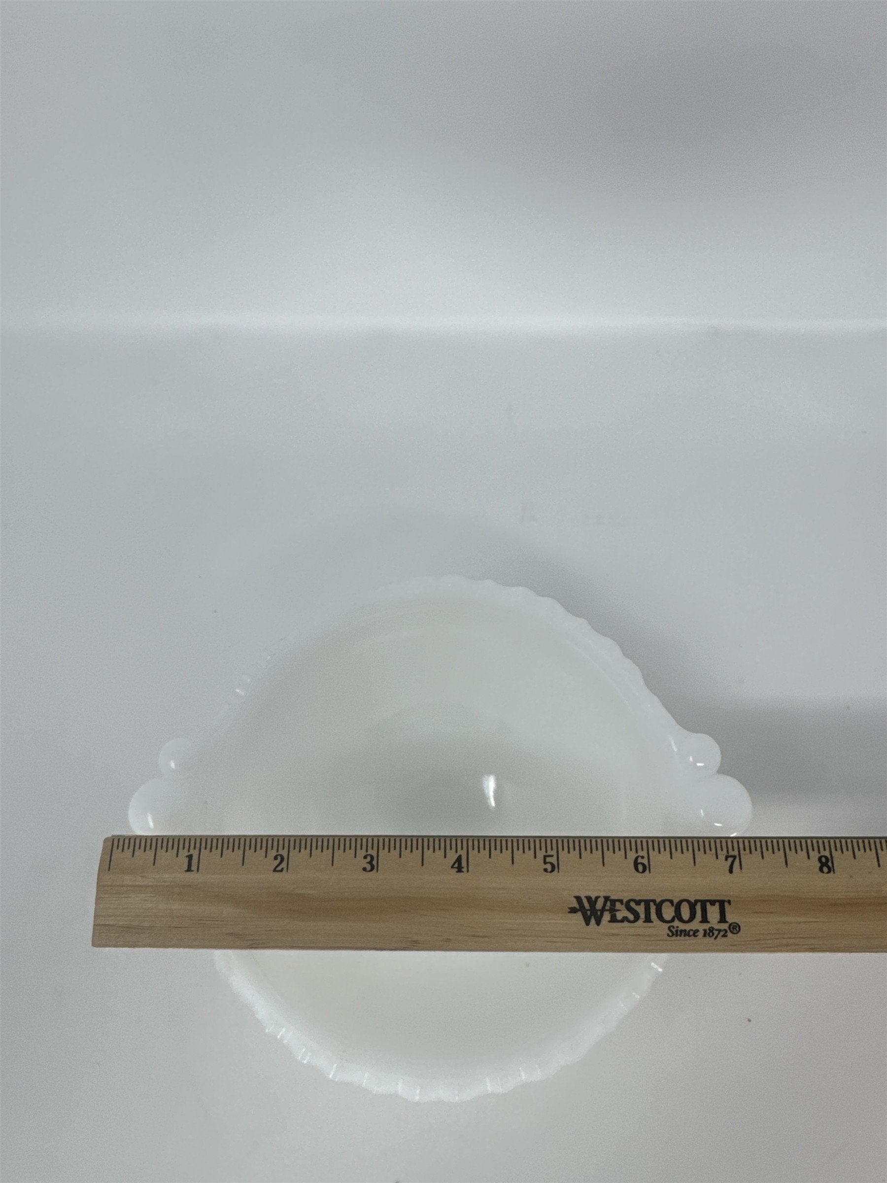 Vtg Westmoreland Milk Glass Pedestal Bowl Floral Pattern Scalloped Candy Dish