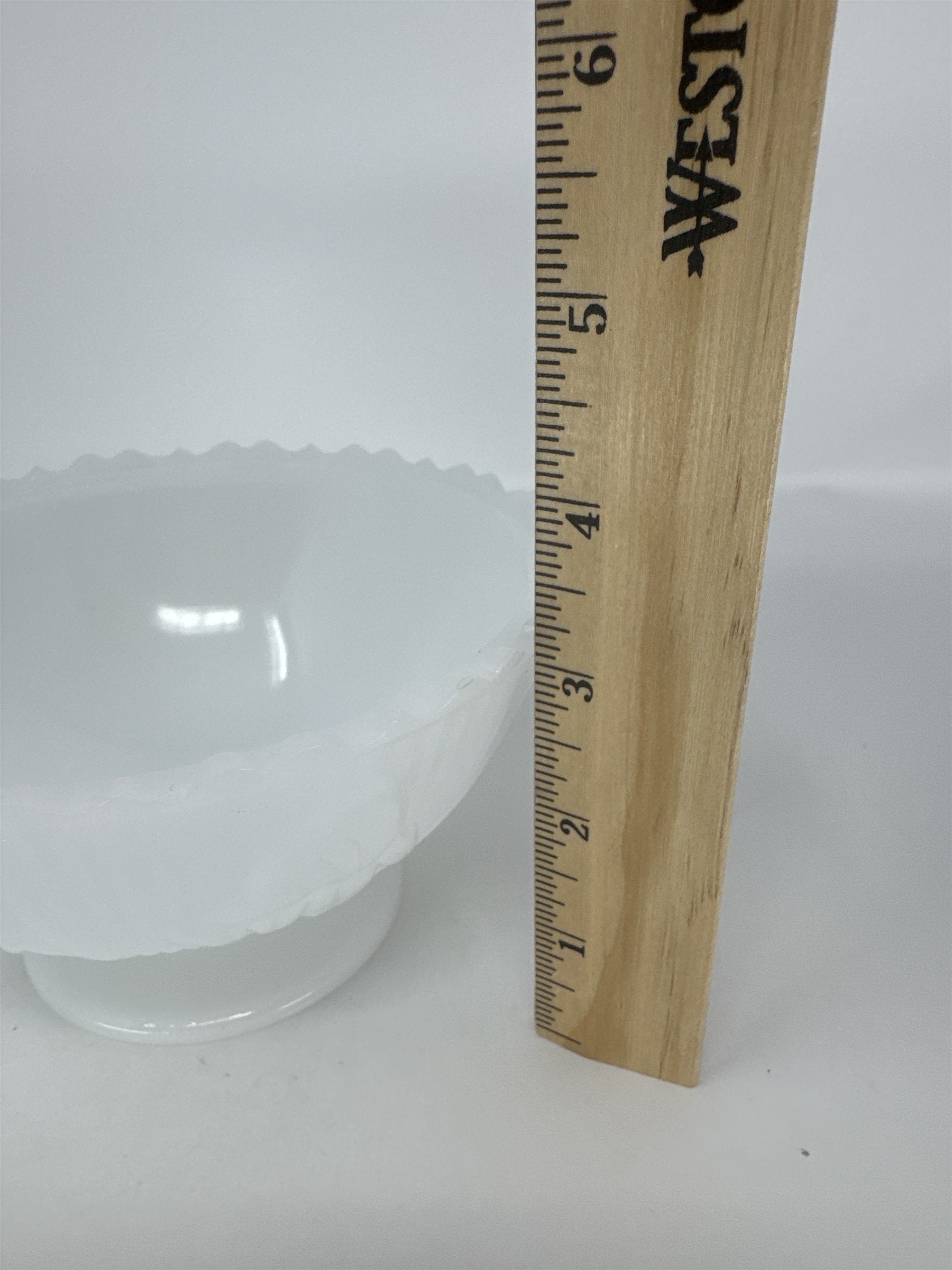 Vtg Westmoreland Milk Glass Pedestal Bowl Floral Pattern Scalloped Candy Dish
