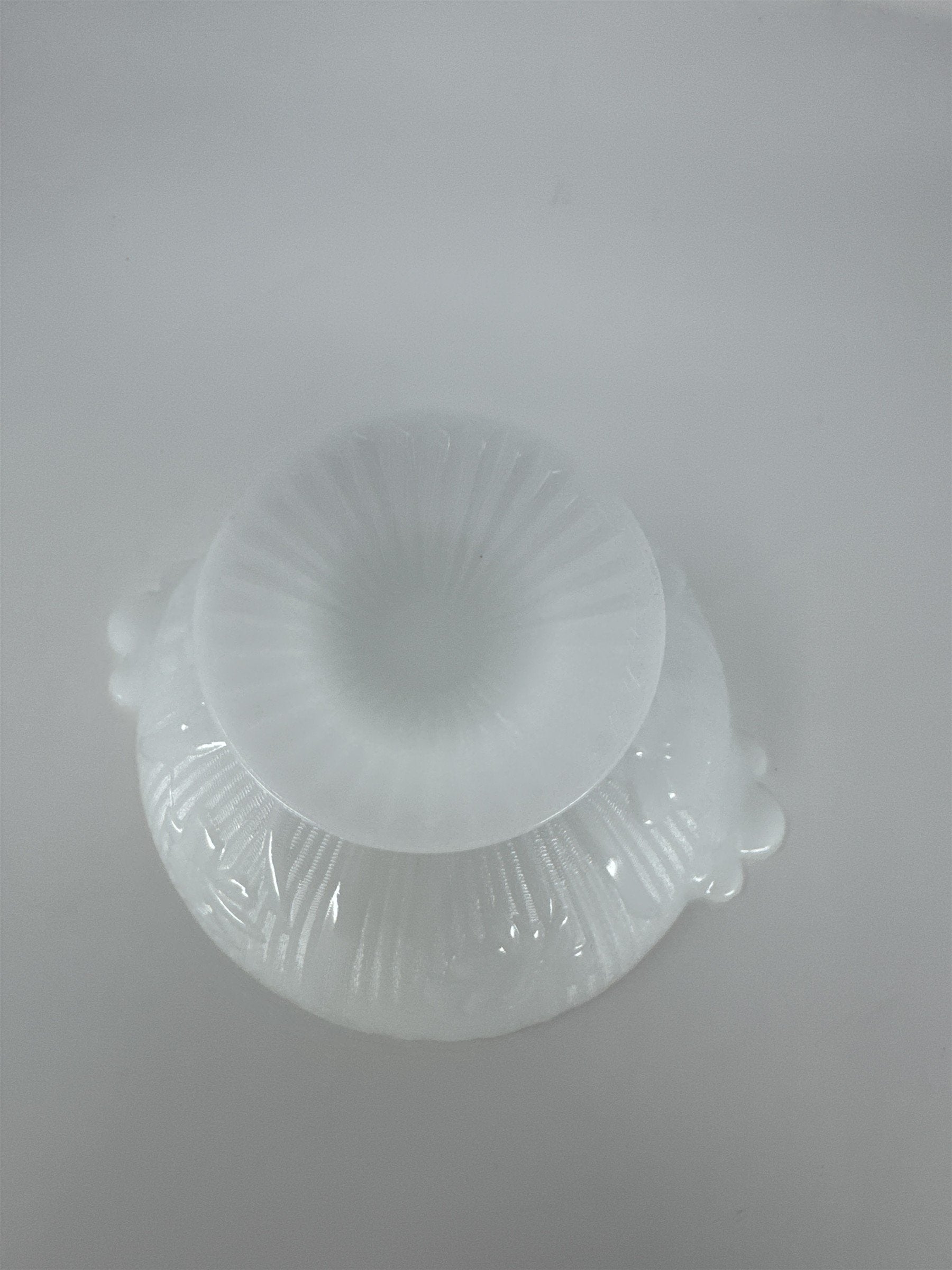 Vtg Westmoreland Milk Glass Pedestal Bowl Floral Pattern Scalloped Candy Dish
