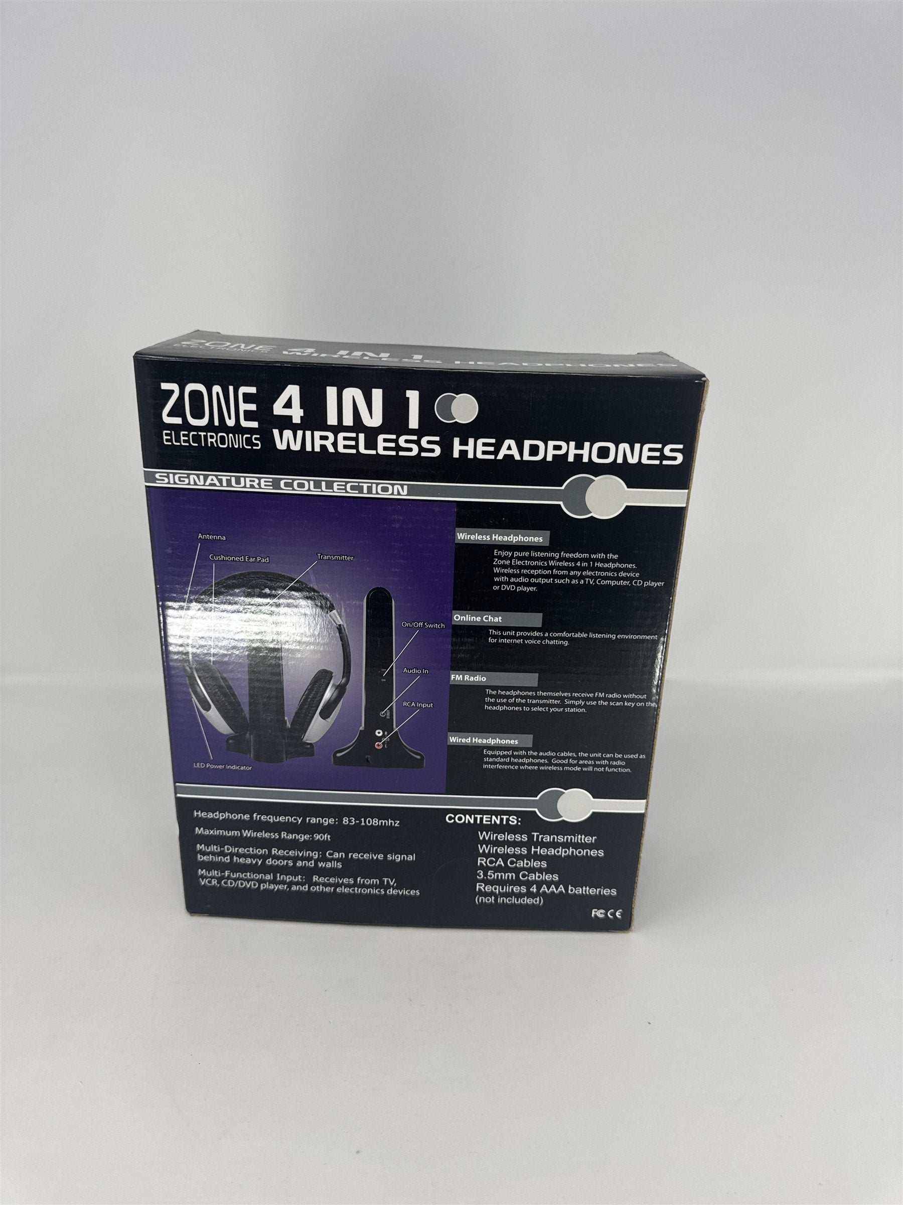 Zone Electronics 4 in 1 Wireless Headphones FM Radio Online Chat TV New Sealed