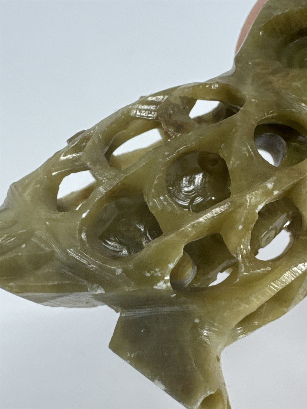 Vtg Soapstone Owl Figurine Hand Carved Reticulated 2.5" Small Internal Owl Boho
