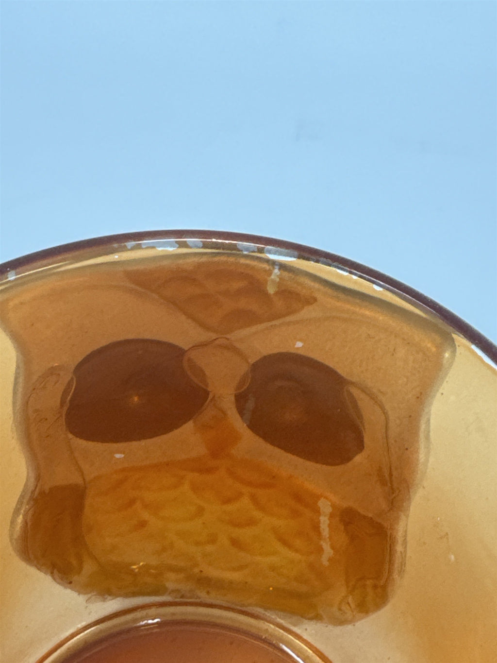 Vtg Orange Glass Owl Votive Candle Holder Raised 3D Textured Bird Fall Decor