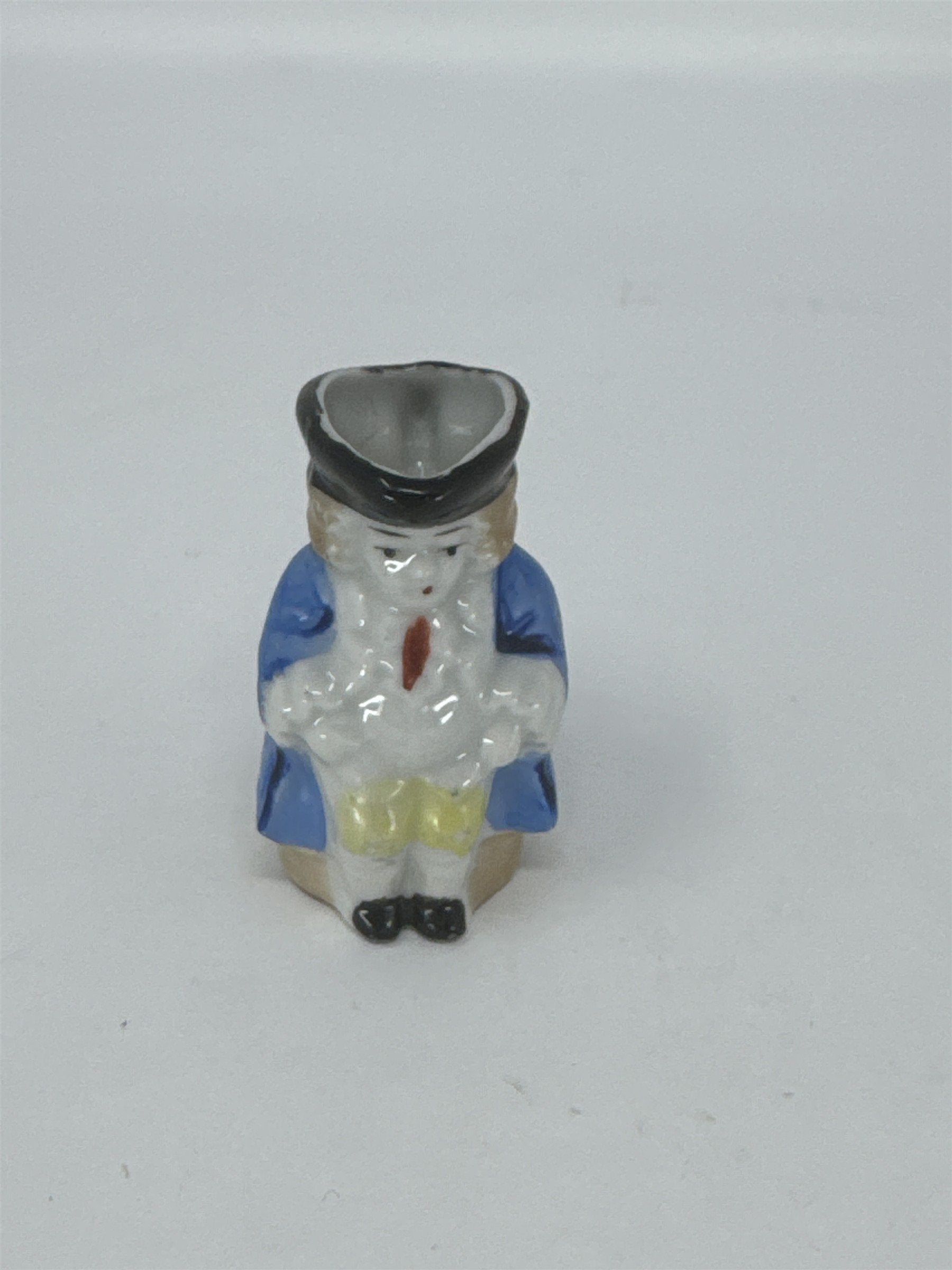 Vtg Miniature Colonial Man Pitcher Toothpick Holder Hand Painted Ceramic Japan