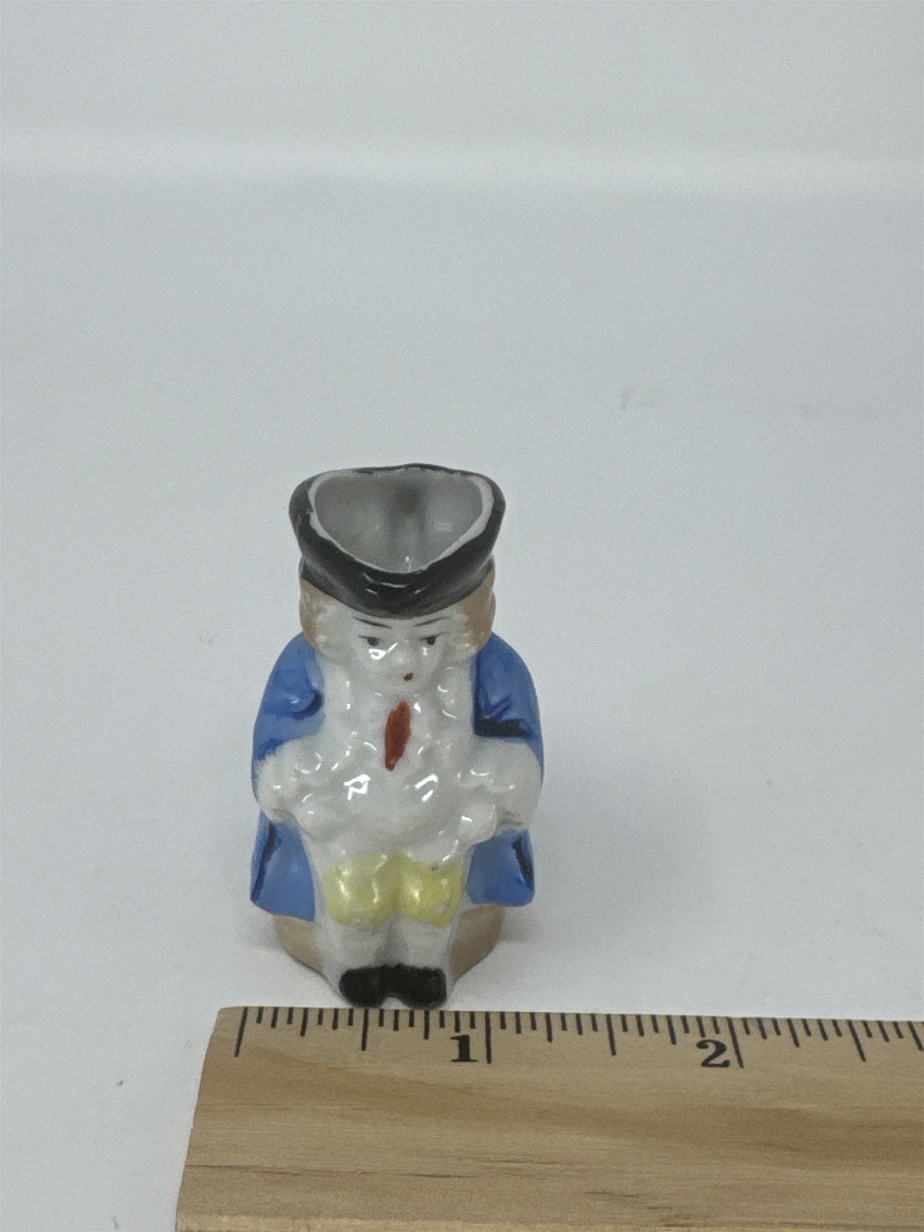 Vtg Miniature Colonial Man Pitcher Toothpick Holder Hand Painted Ceramic Japan