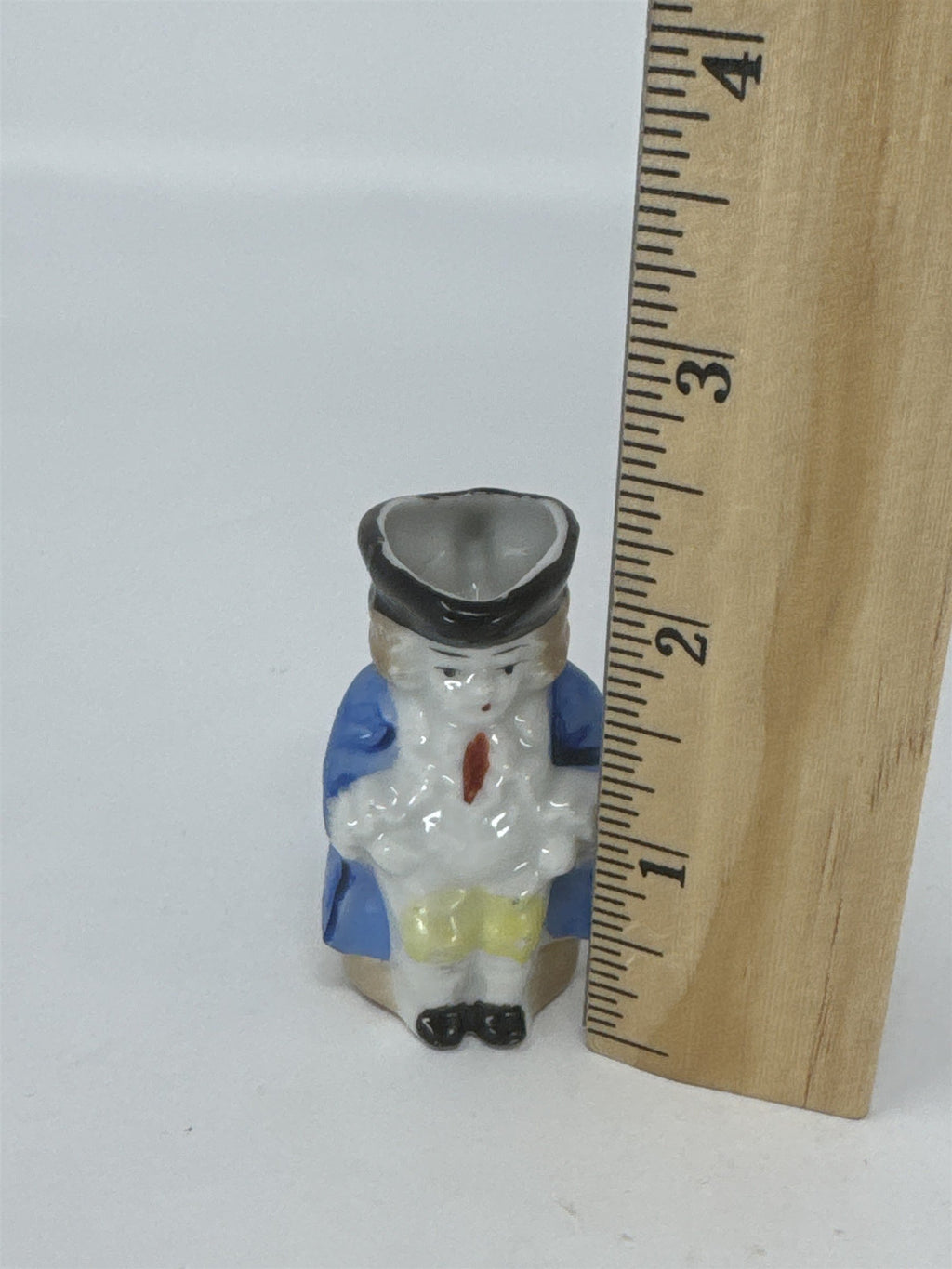 Vtg Miniature Colonial Man Pitcher Toothpick Holder Hand Painted Ceramic Japan