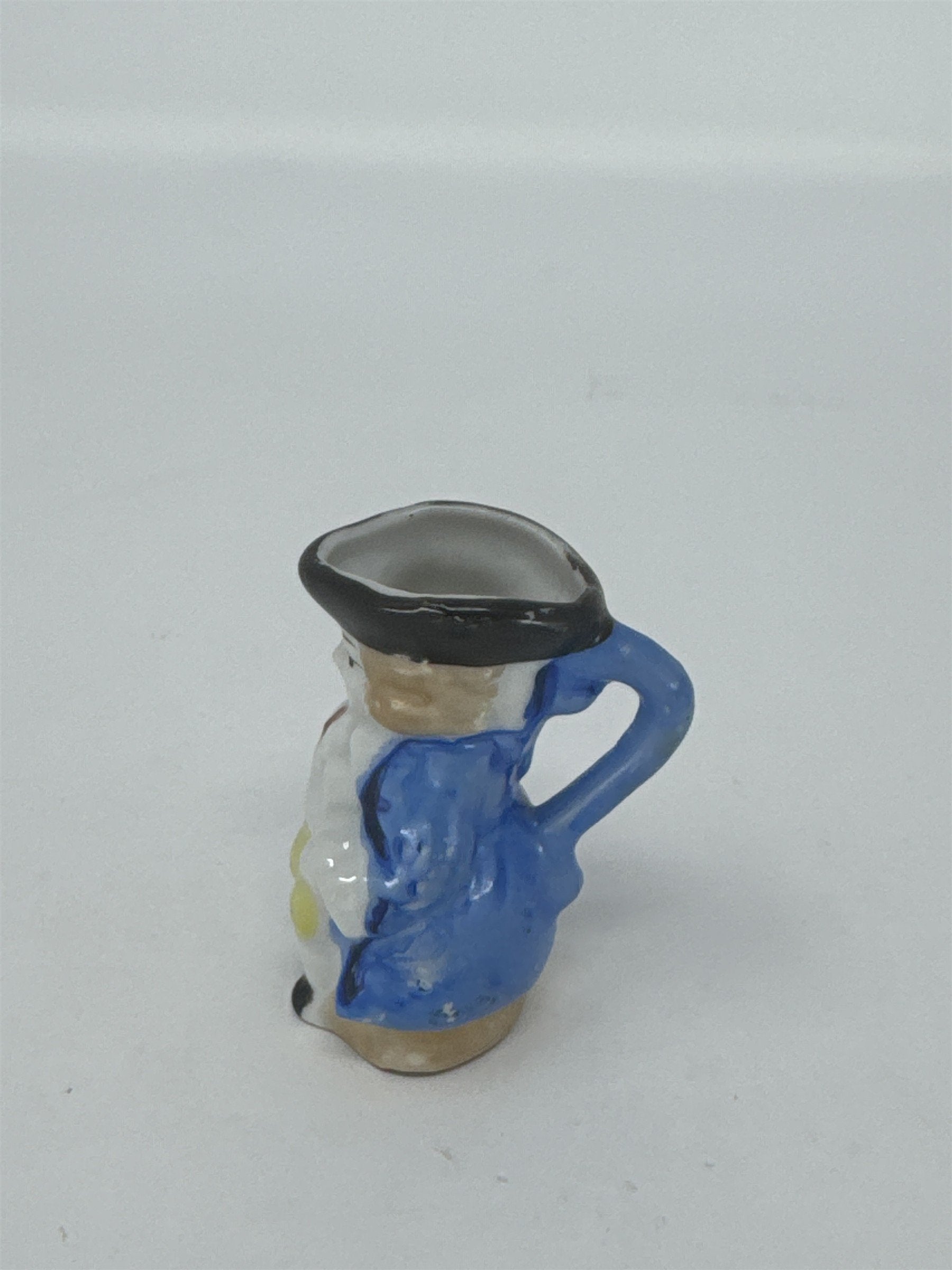 Vtg Miniature Colonial Man Pitcher Toothpick Holder Hand Painted Ceramic Japan