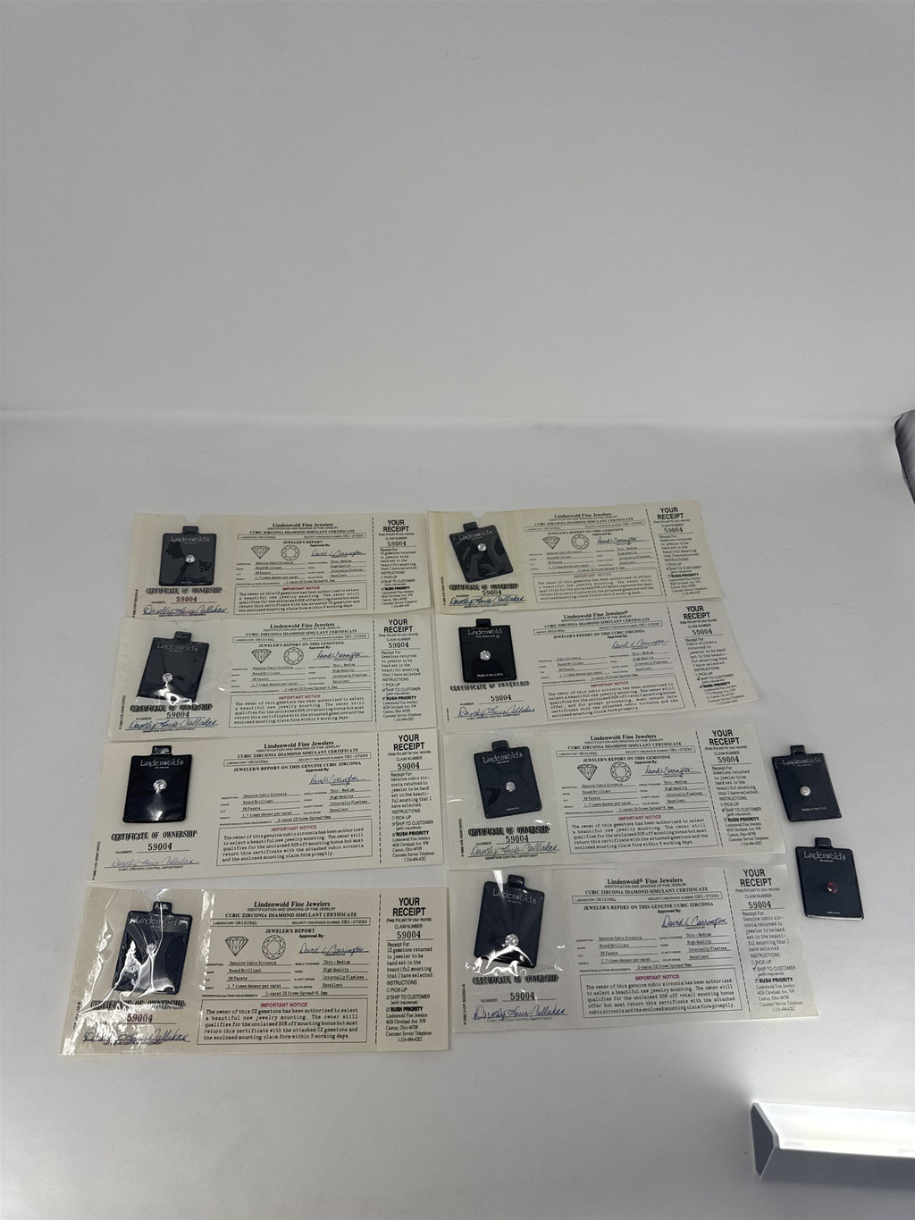 Lot 10 Lindenwold Fine Jewelers Cubic Zirconia Loose Stones CZ Certificates Box