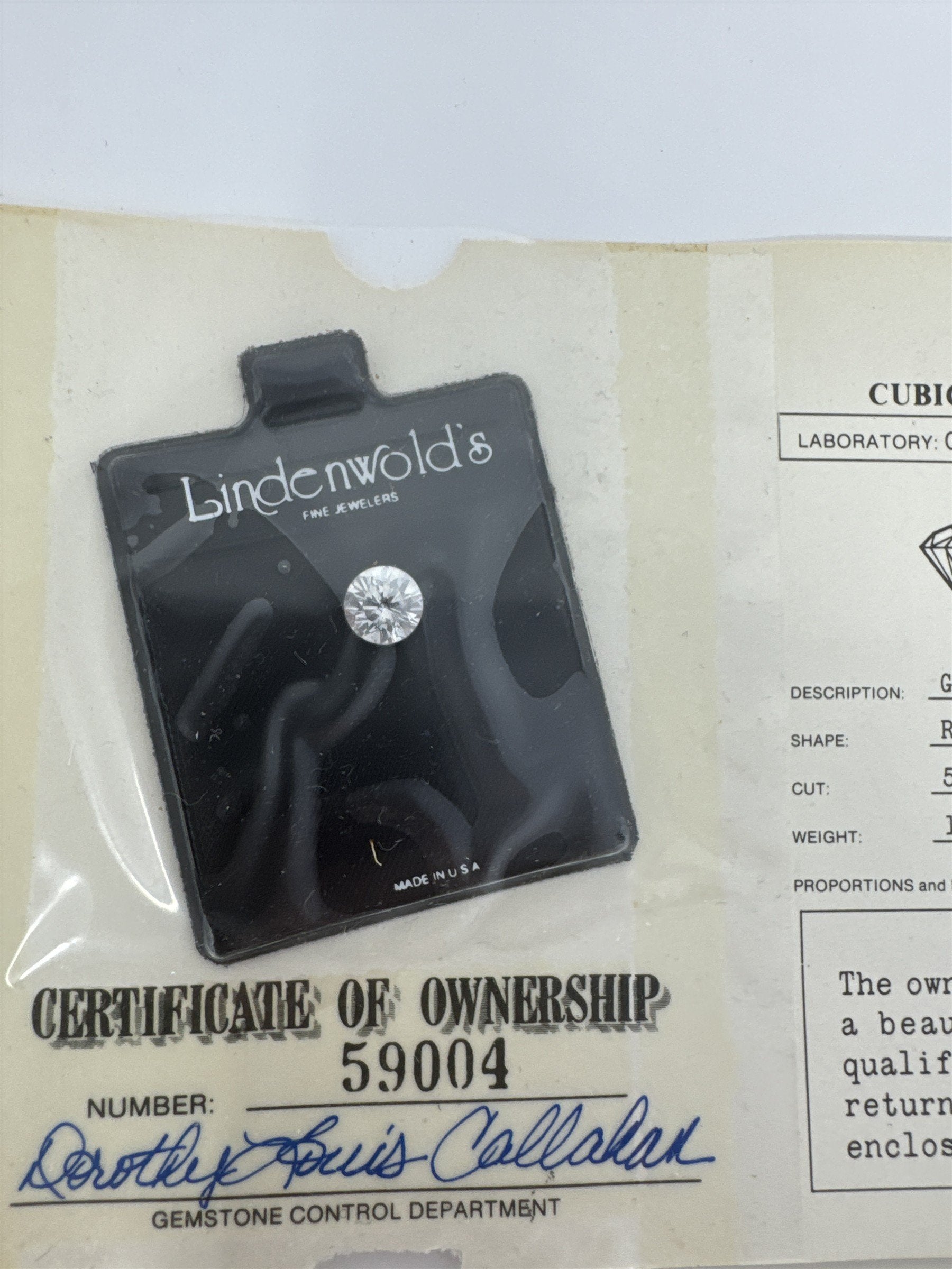 Lot 10 Lindenwold Fine Jewelers Cubic Zirconia Loose Stones CZ Certificates Box