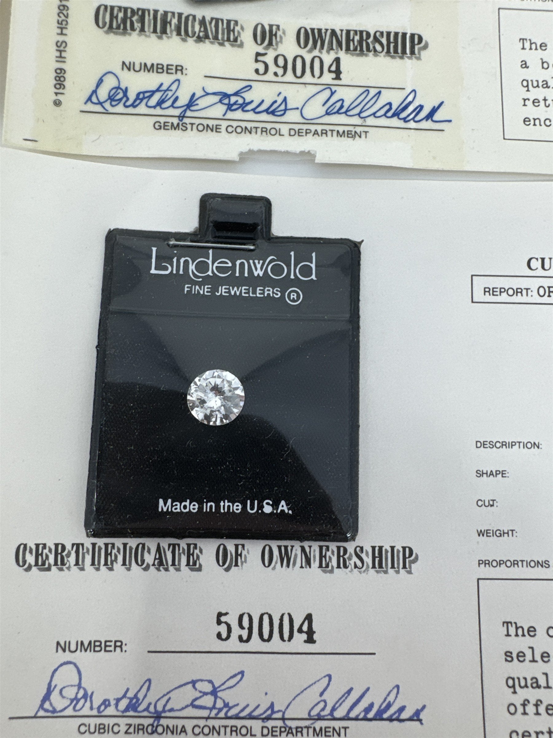 Lot 10 Lindenwold Fine Jewelers Cubic Zirconia Loose Stones CZ Certificates Box