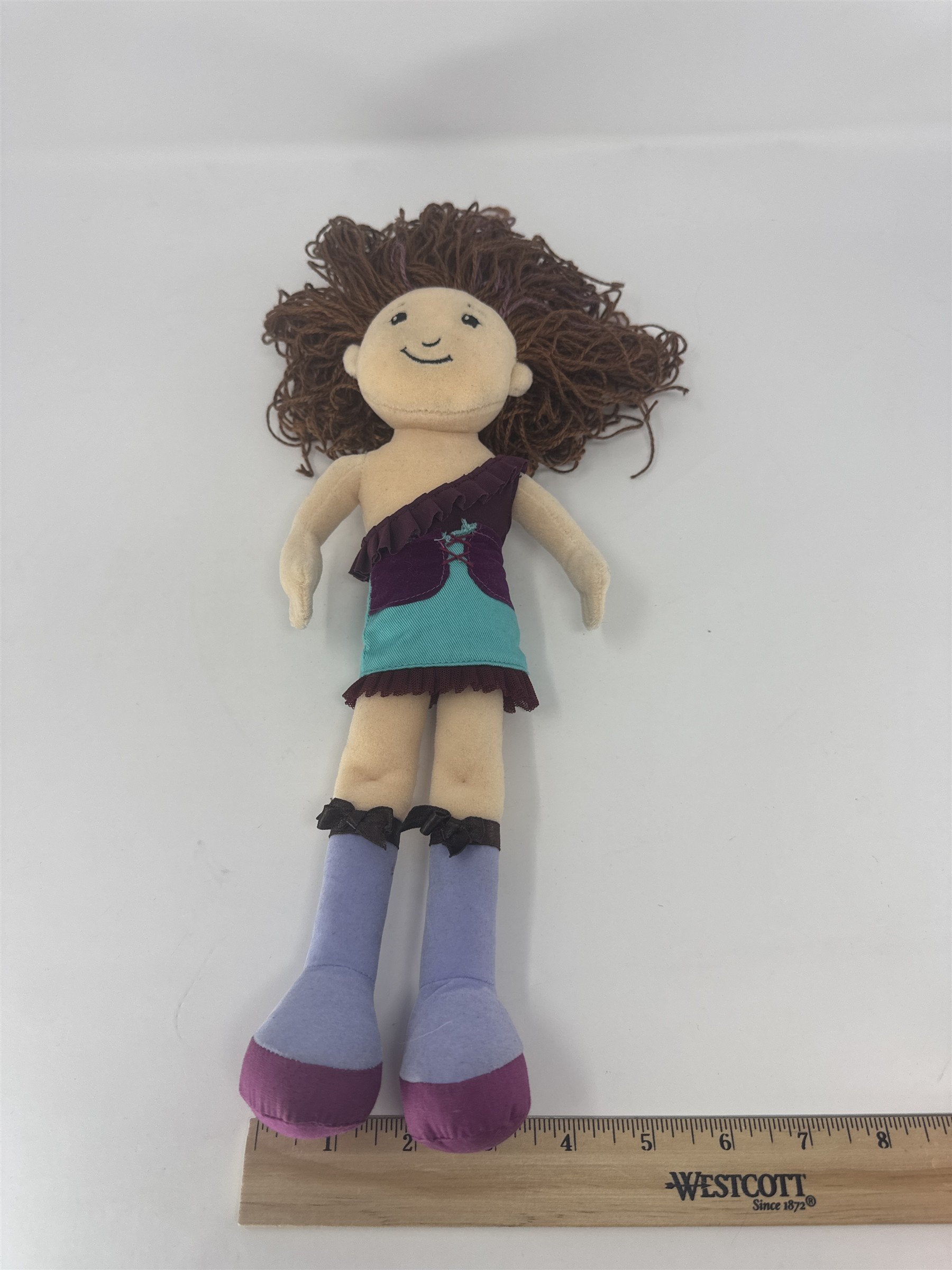 Manhattan Toy Groovy Girls Doll 13" Plush Yarn Hair Brown Teal Purple Dress VTG