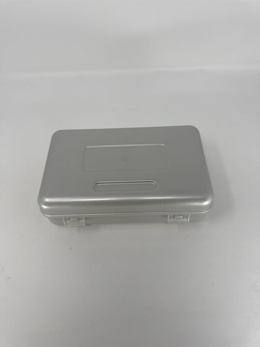 Vintage Silver Plastic Pencil Box Hard Shell School Supplies Art Case Desk