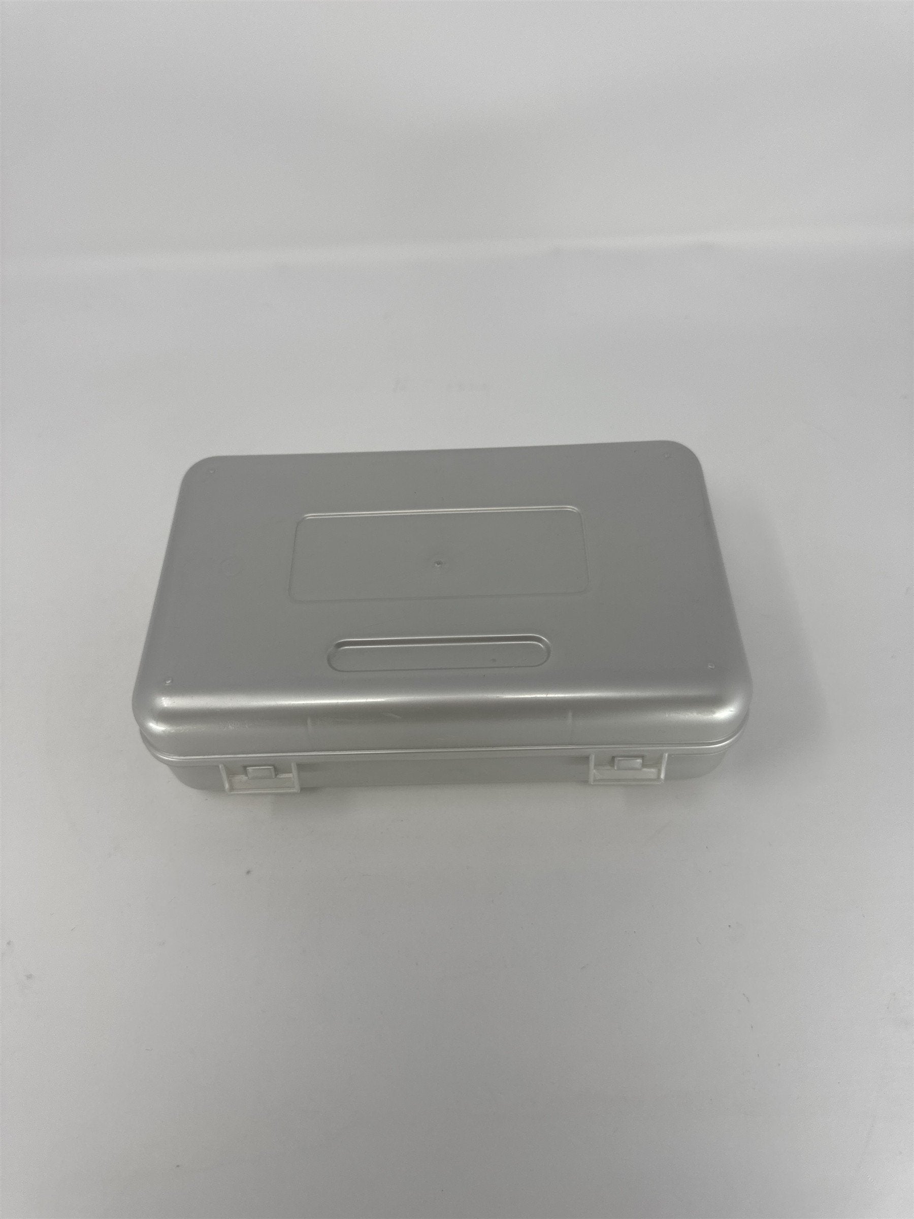 Vintage Silver Plastic Pencil Box Hard Shell School Supplies Art Case Desk