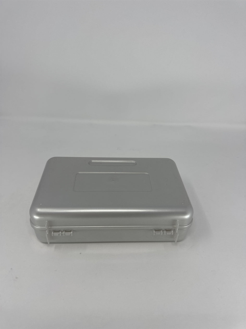 Vintage Silver Plastic Pencil Box Hard Shell School Supplies Art Case Desk