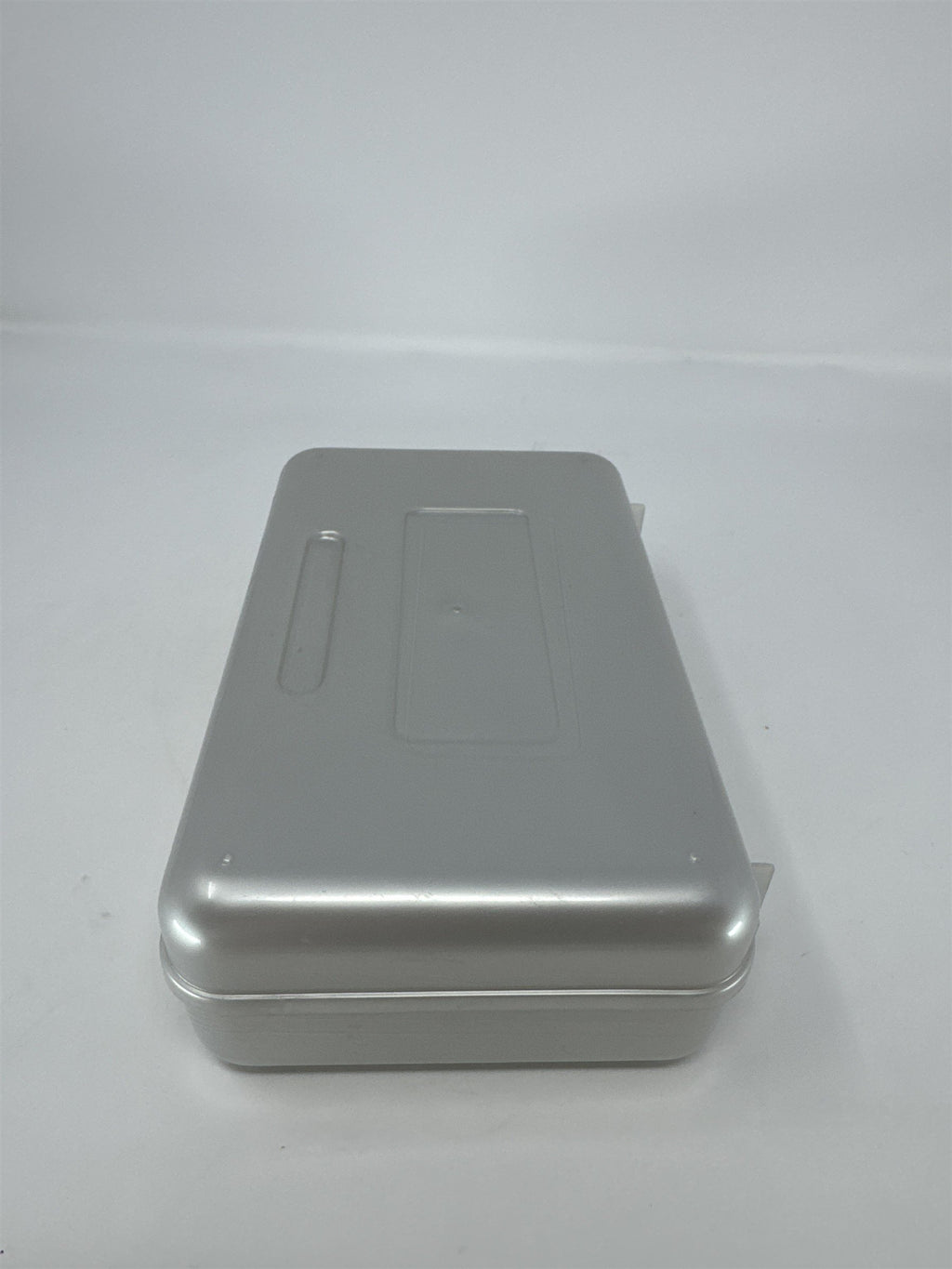Vintage Silver Plastic Pencil Box Hard Shell School Supplies Art Case Desk
