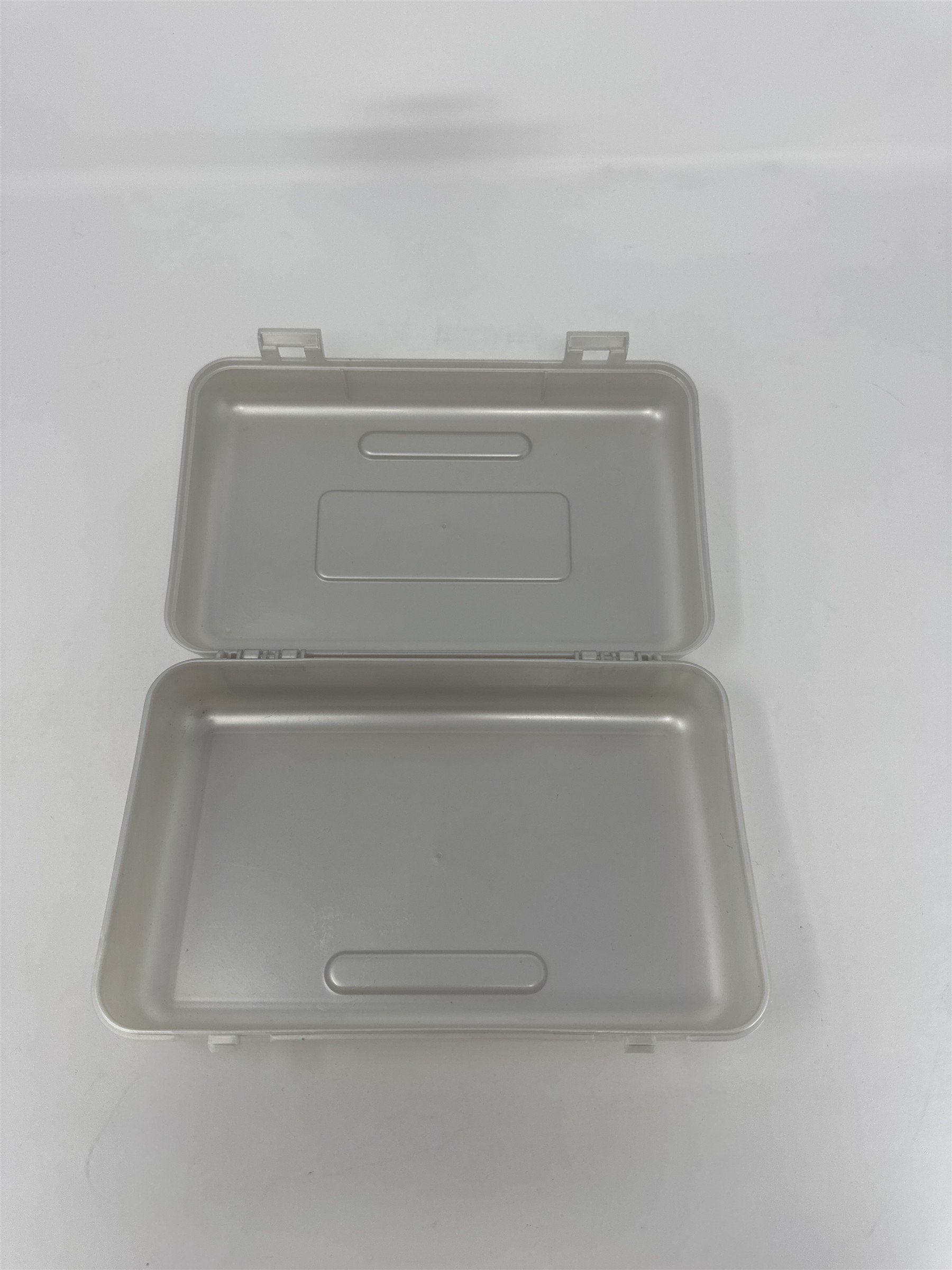 Vintage Silver Plastic Pencil Box Hard Shell School Supplies Art Case Desk