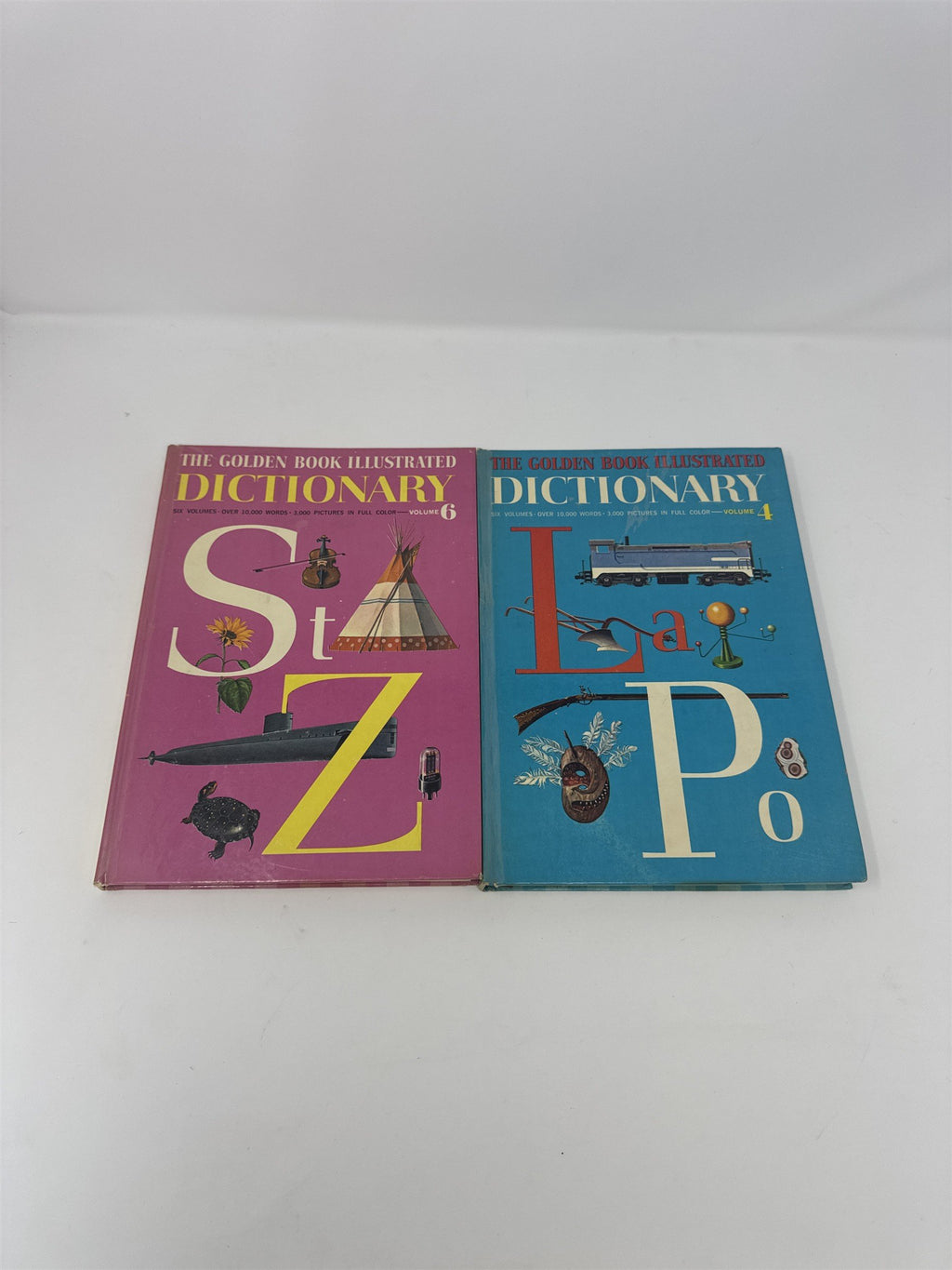 Lot of 2 The Golden Book Illustrated Dictionary 1961 Vols 4 & 6 Retro Childrens