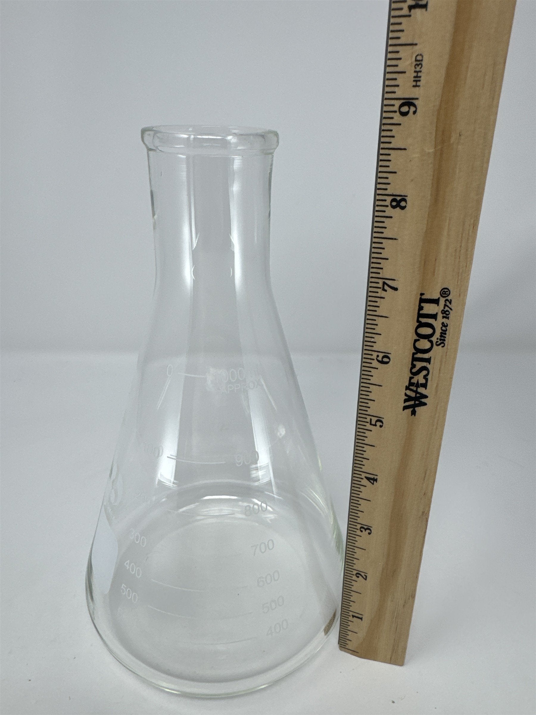 Bomex 1000ml Erlenmeyer Flask Narrow Mouth GG-17 Borosilicate Glass Lab Science