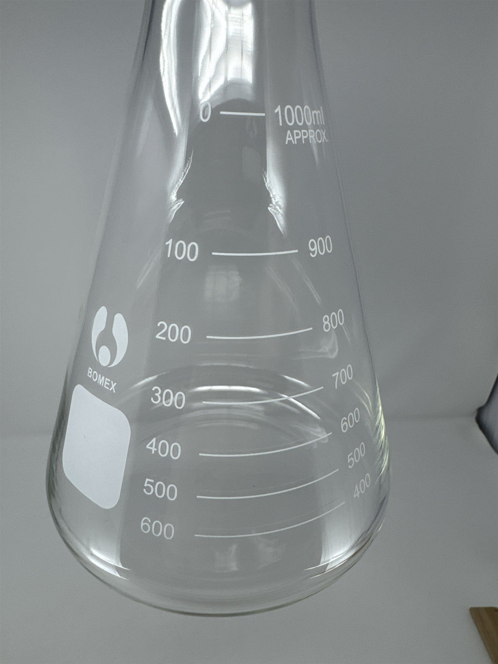 Bomex 1000ml Erlenmeyer Flask Narrow Mouth GG-17 Borosilicate Glass Lab Science
