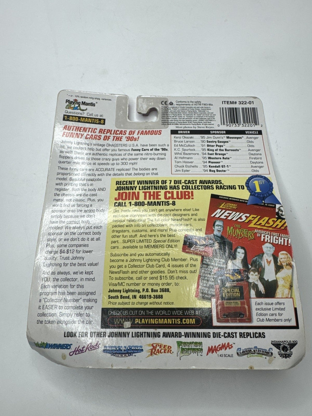 Vintage Johnny Lightning Dragsters Otter Pops NHRA Funny Car Die Cast 1997 1:64