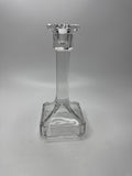 Crystal Glass Candlestick Holder Clear Square Base Elegant Table Decor