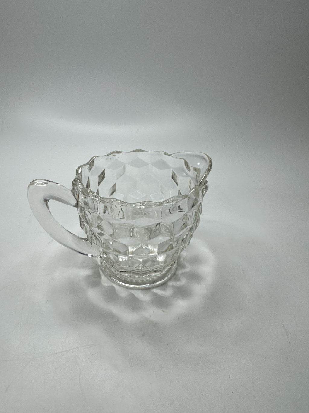 Vintage Indiana Glass Creamer Pitcher Cubist Diamond Block Pattern