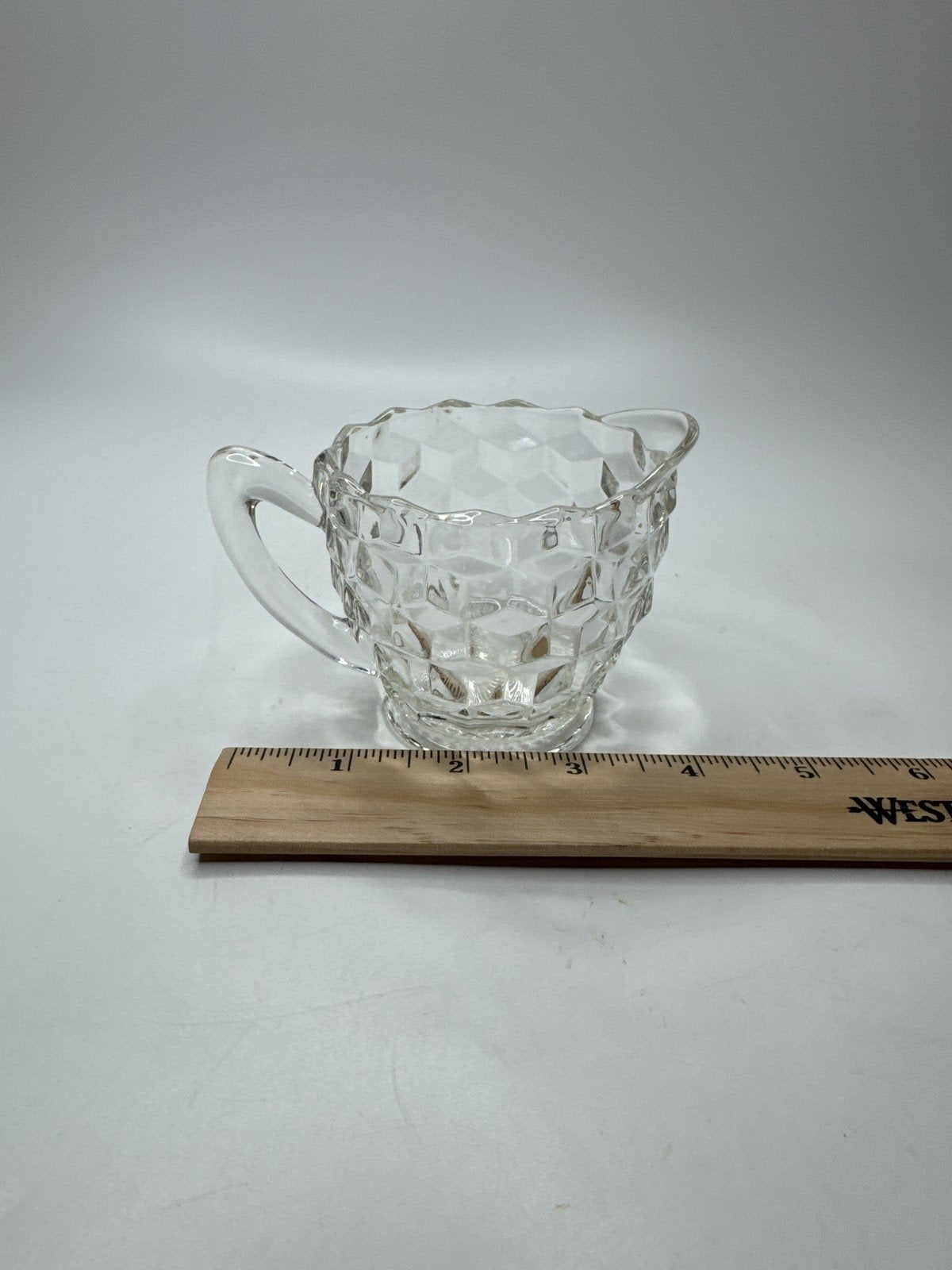 Vintage Indiana Glass Creamer Pitcher Cubist Diamond Block Pattern